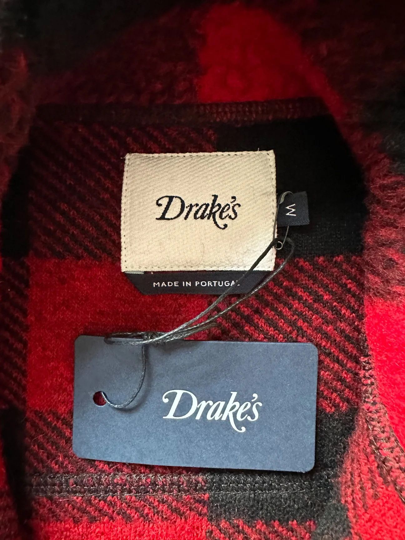 Drake's Drake's Buffalo Check Wool Bouclé Vest Gilet In Red Black Size US M / EU 48-50 / 2 - 7 Thumbnail