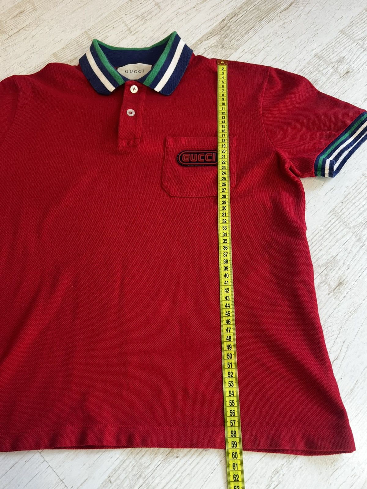 Gucci Gucci Red Cotton Pique Contrast Detail Polo T-Shirt M Size US M / EU 48-50 / 2 - 15 Thumbnail