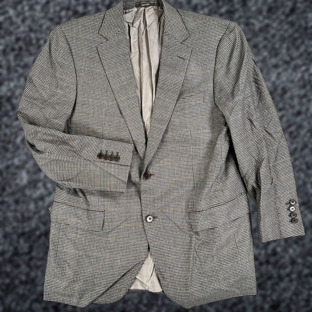 Ermenegildo Zegna VINTAGE Ermenegildo Zegna Sport Coat Jacket Gray Check Wool Two Button Blazer Mens 52 Size 52R - 1 Thumbnail