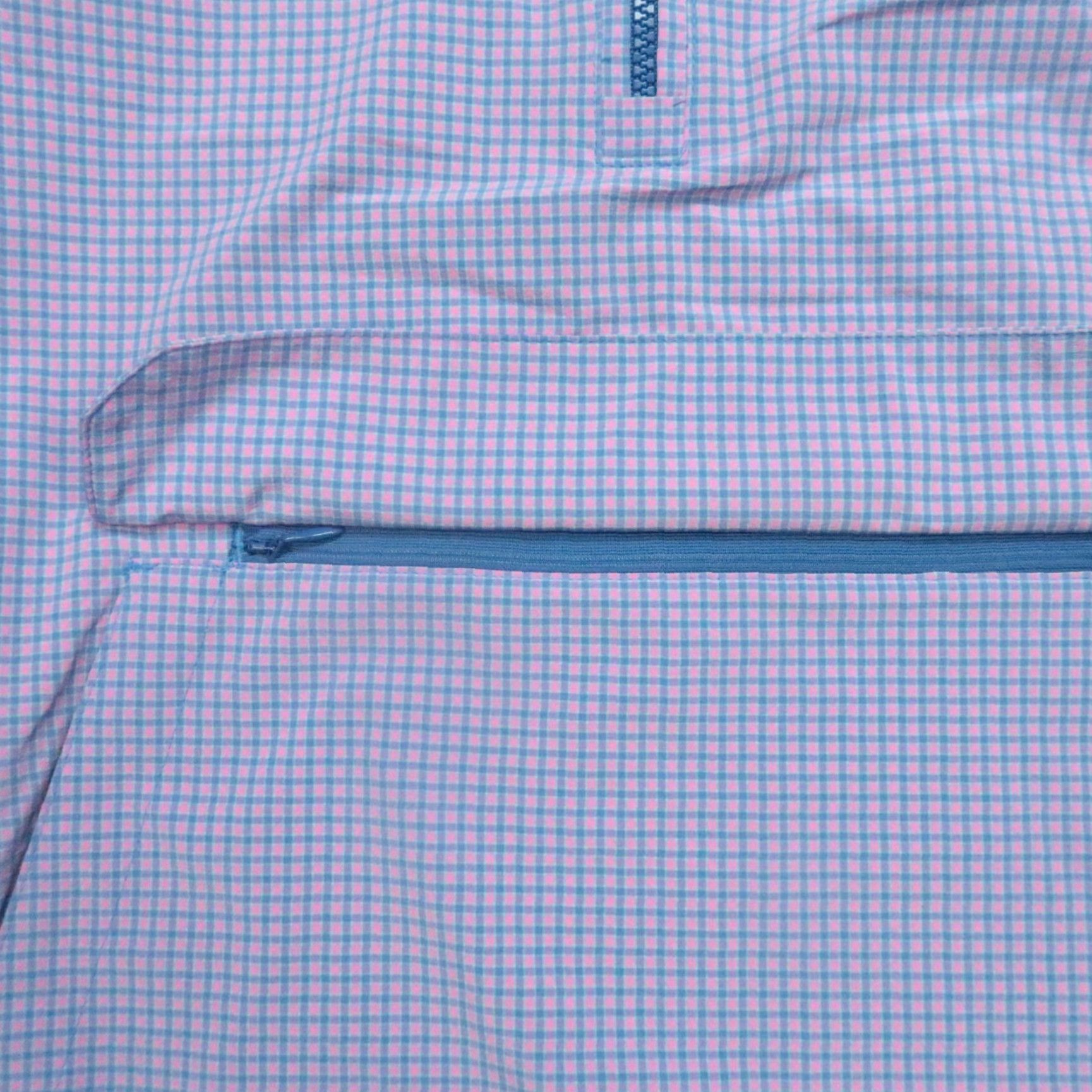 Mizzen+Main Mizzen+Main Pullover Mens L Purple Blue Gingham 1/4 Zip Mock Neck Long Sleeve Casual Workwear Business Travel Knit Breathable All Seasons Size US L / EU 52-54 / 3 - 4 Thumbnail