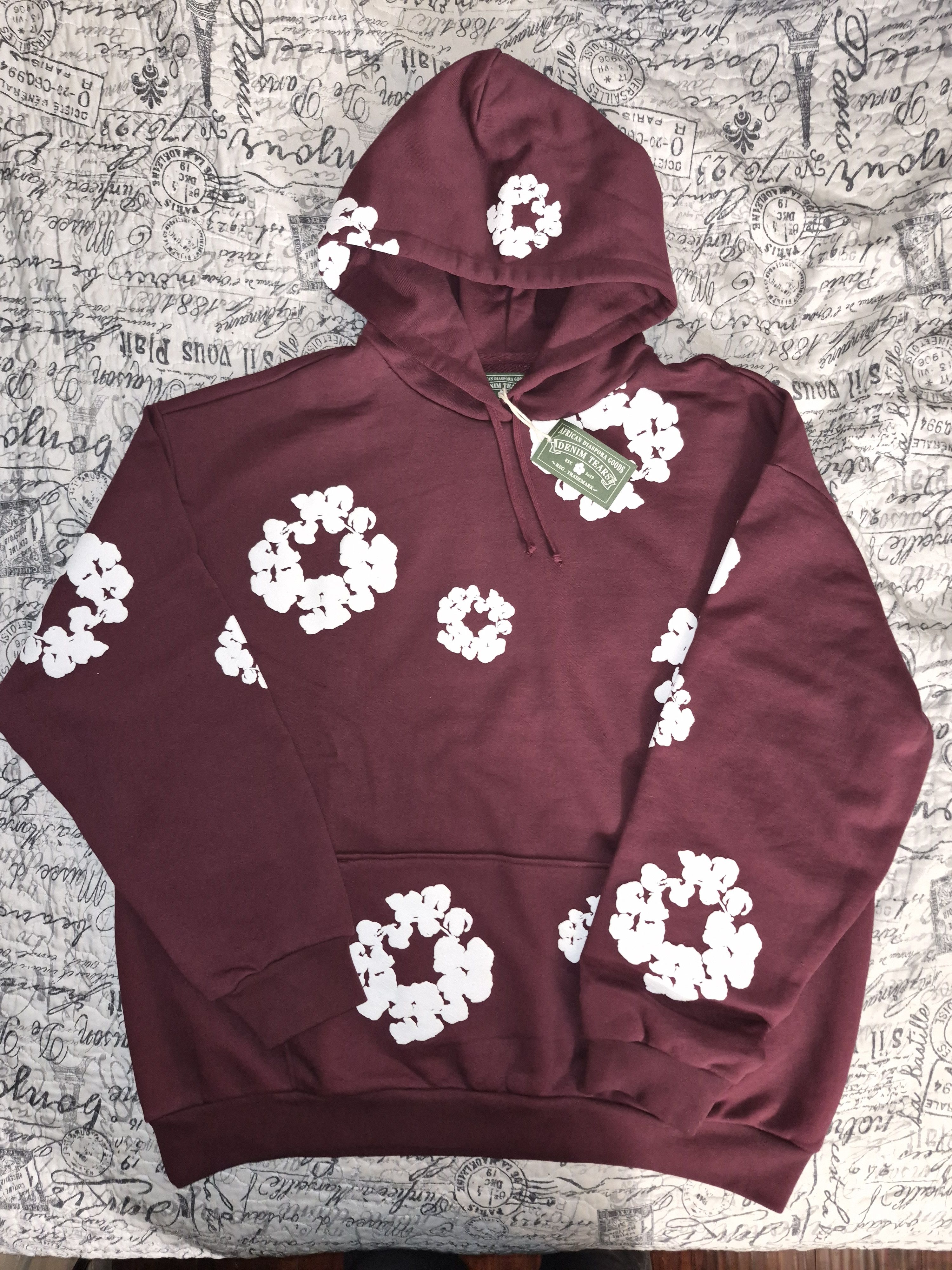 DENIM TEARS Cotton Wreath Hoodie Burgundy Size US XXL / EU 58 / 5 - 1 Thumbnail