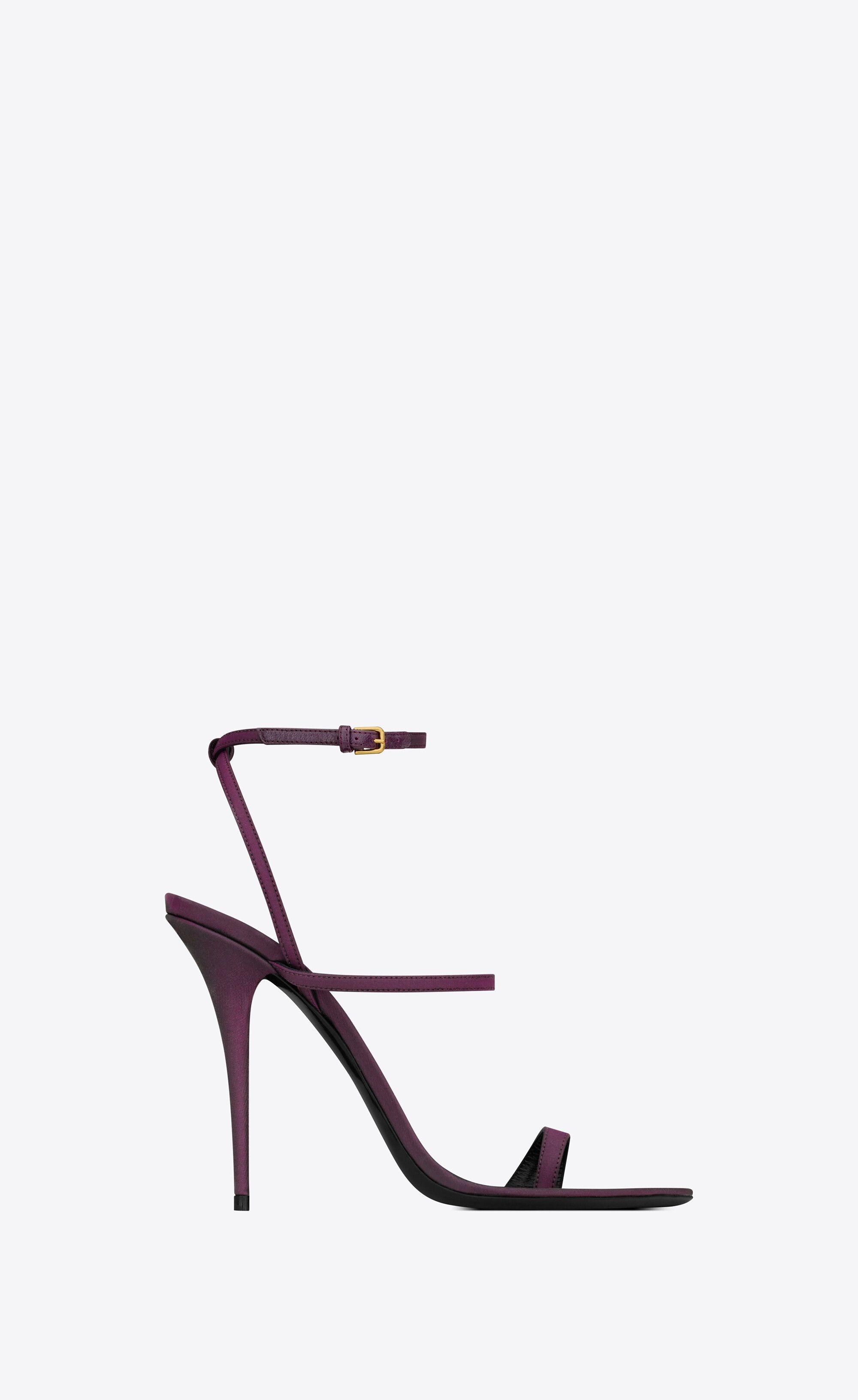 Saint Laurent Paris o1s1wg111024 Dive Sandals in Shantung in Prune Purple Size US 8.5 / IT 38.5 - 1 Thumbnail