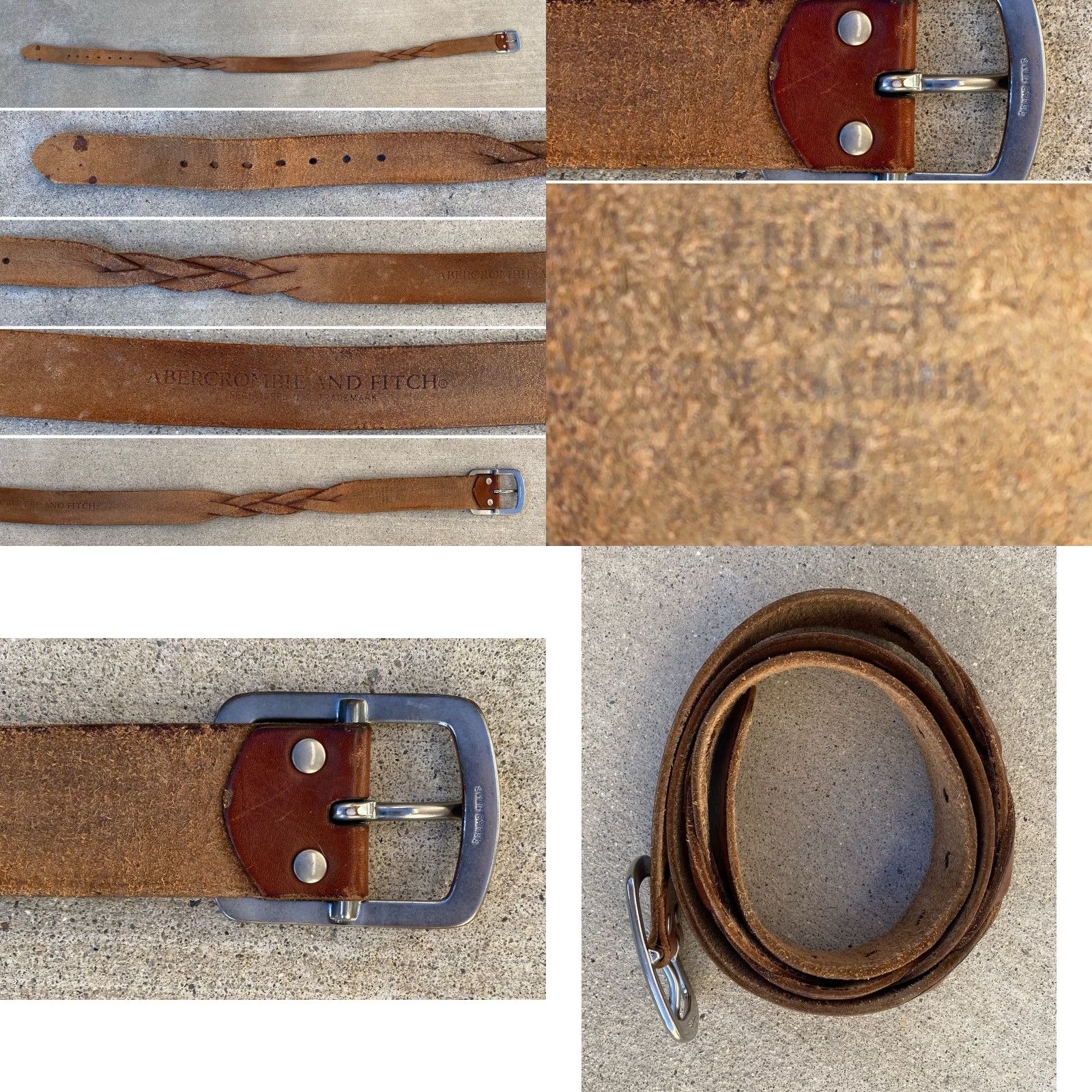 Abercrombie & Fitch VINTAGE Abercrombie & Fitch leather belt Mens 38 Brown Leather Boho 1990s 2000s Y2K Casual Belt Size ONE SIZE - 9 Thumbnail