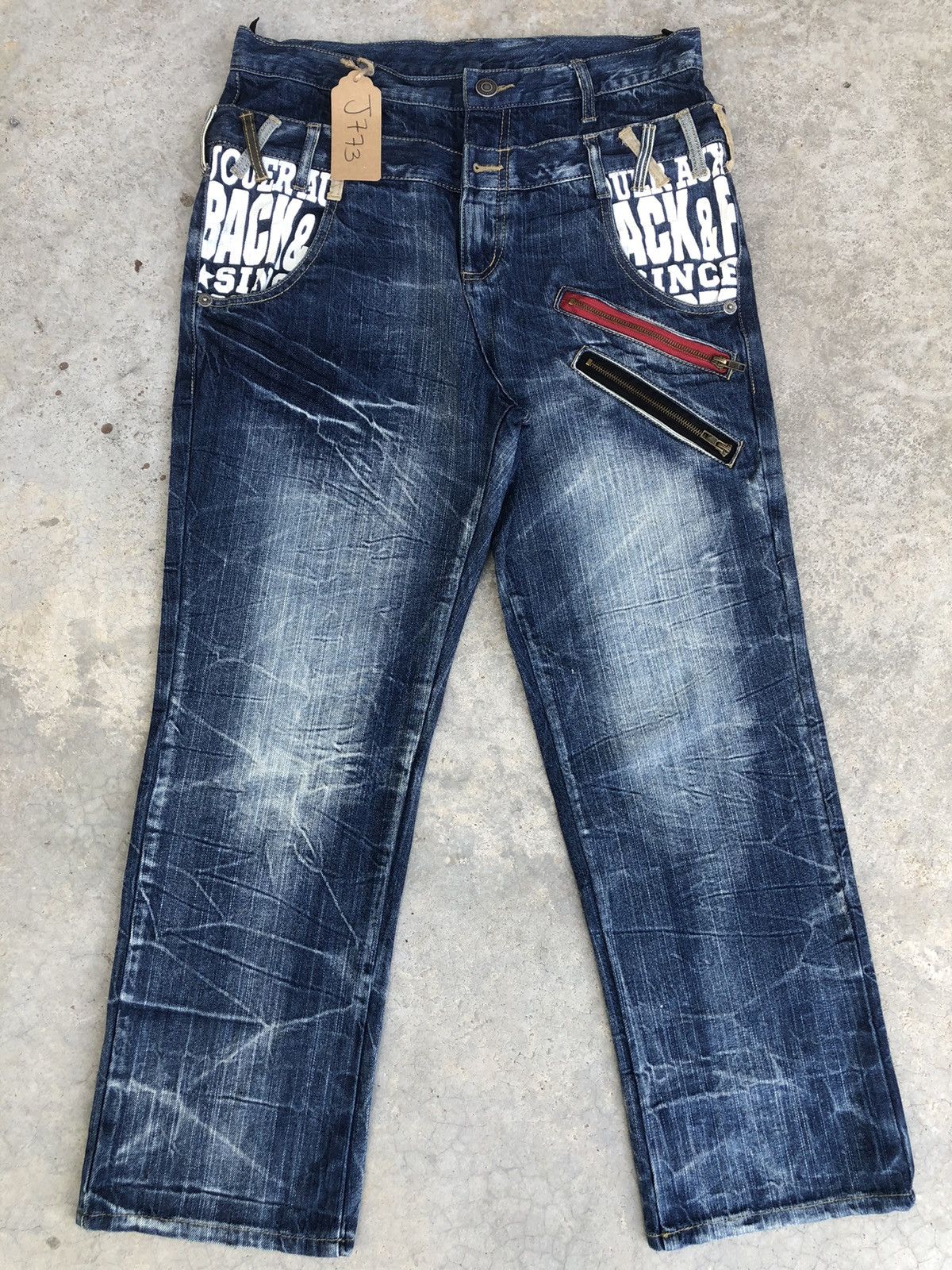 Japanese Back & Forth Double Waist Distressed Jeans