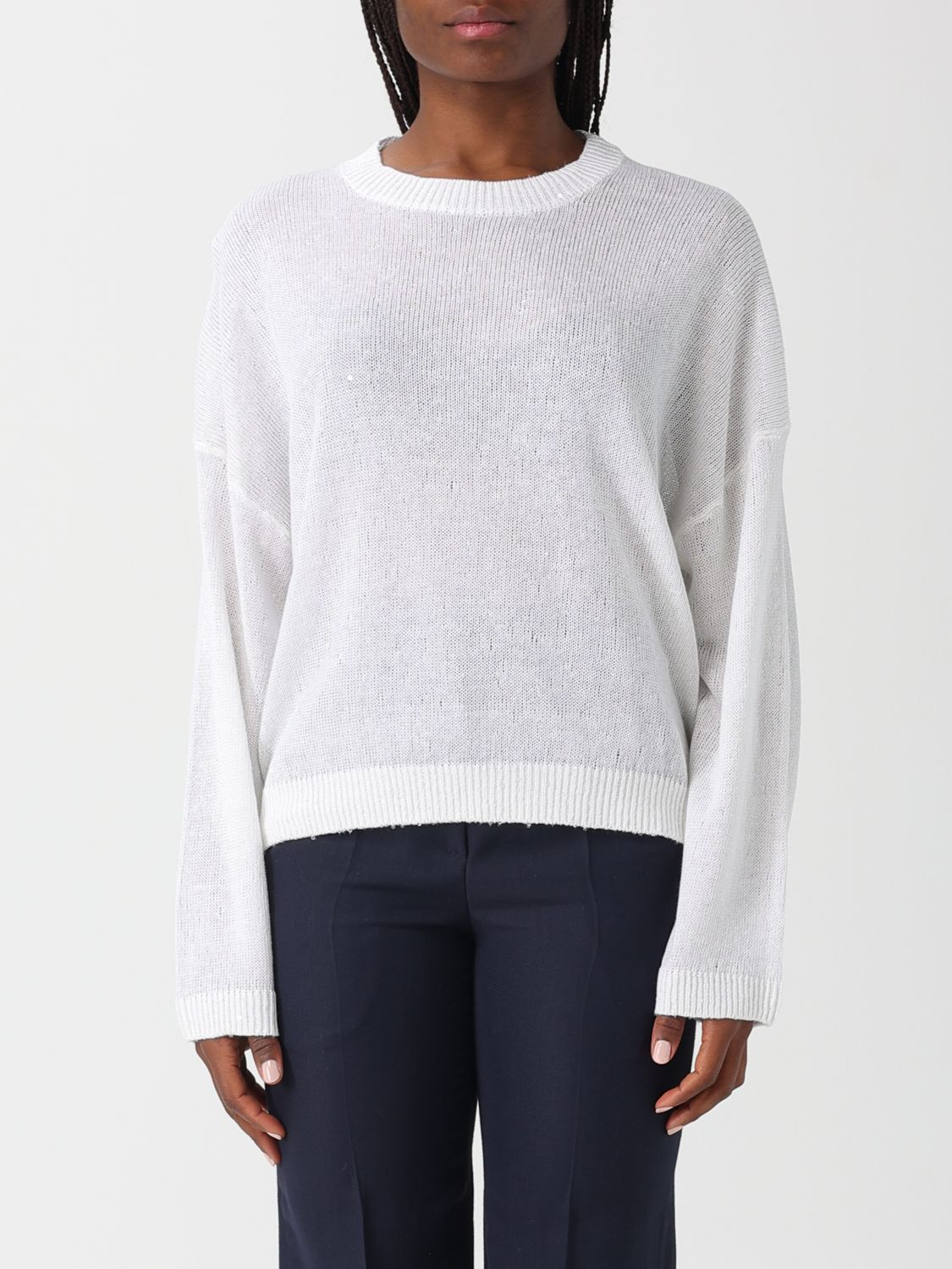 Brunello Cucinelli Brunello Cucinelli Sweater Woman White Size L / US 10 / IT 46 - 1 Thumbnail