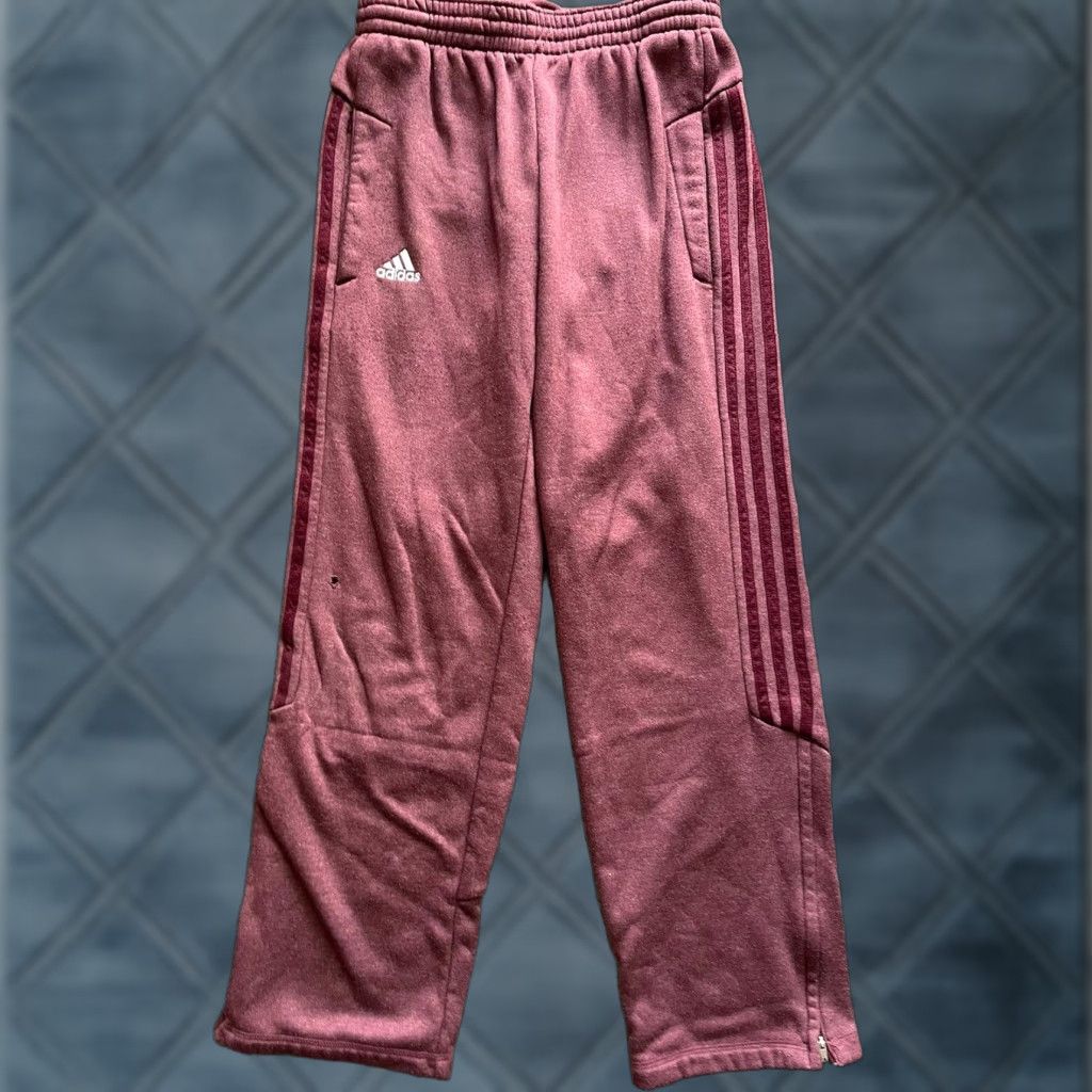 Adidas Adidas Sweatpants Athletic Men Small Red Polyester Pants Striped Burgundy Stripe Inseam 25 in Size US 29 - 1 Thumbnail
