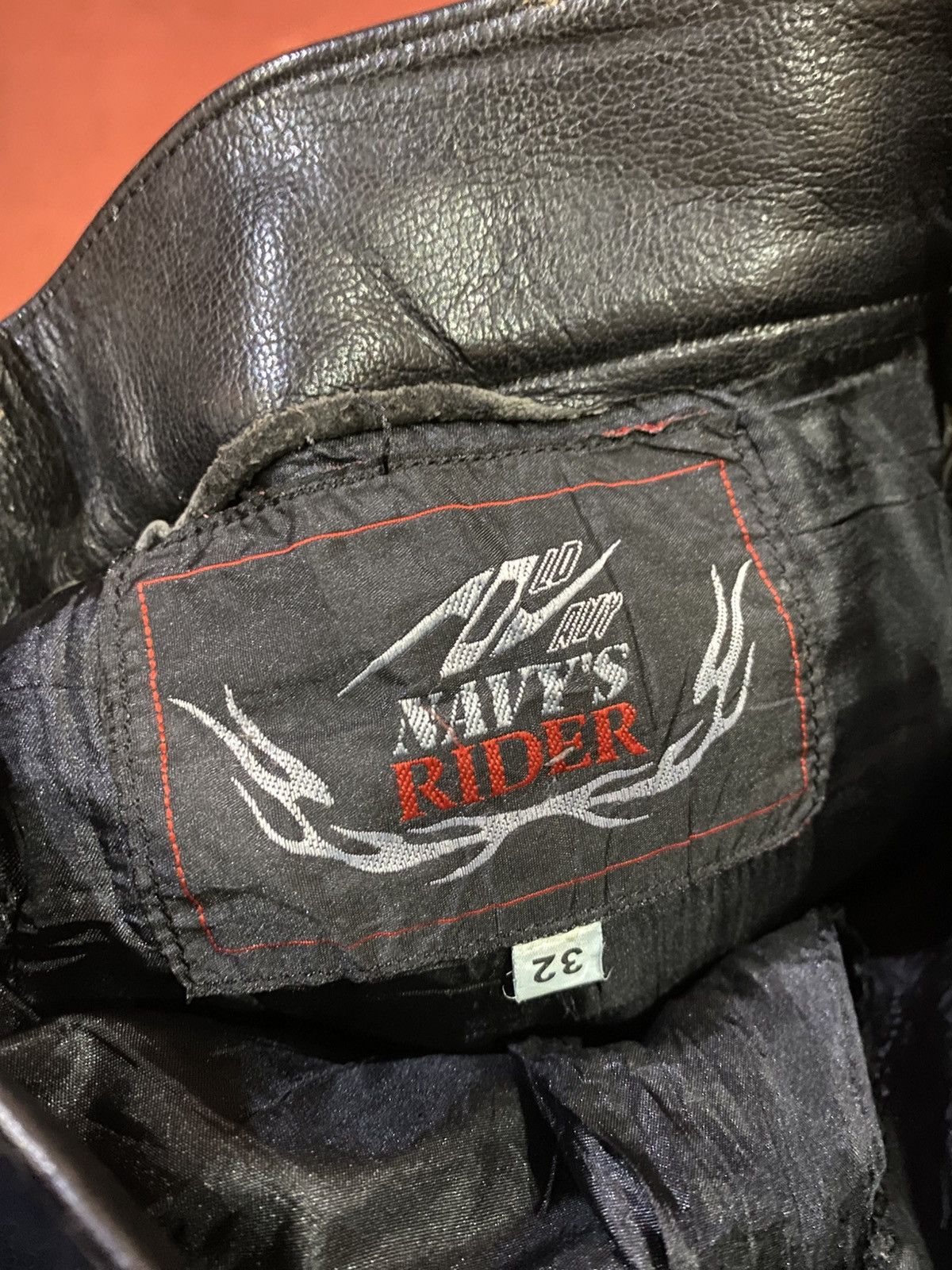 Genuine Leather Vintage NAVY RIDER Black Leather Biker Pant Genuine Leather Size US 29 - 19 Thumbnail