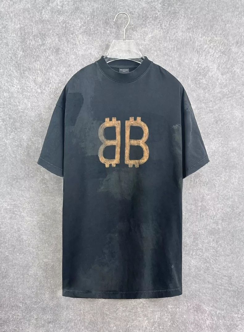 Balenciaga Balenciaga Solid color letter bitcoin printed round neck s Size US L / EU 52-54 / 3 - 1 Thumbnail