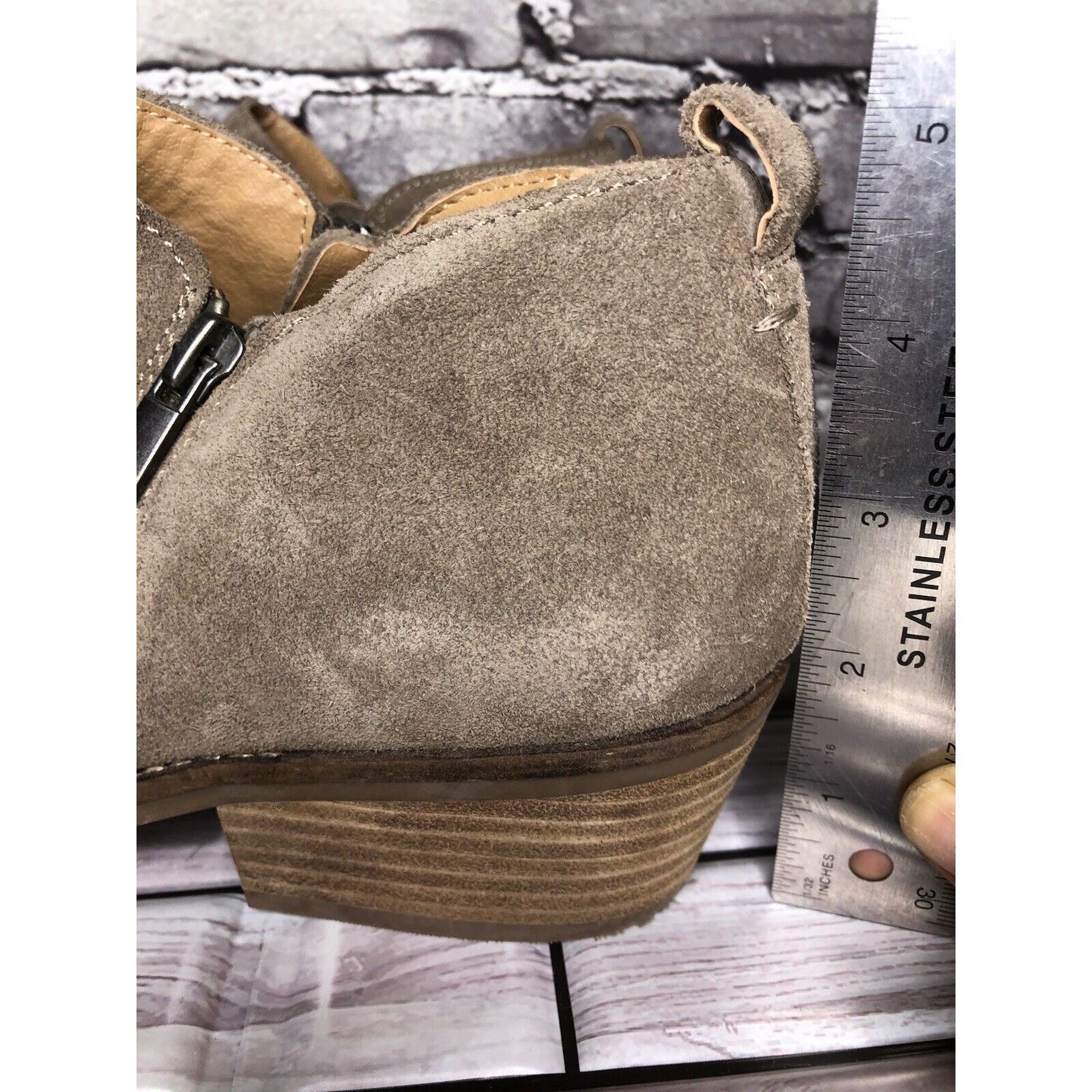 Lucky Brand Lucky Brand Fineses Taupe Suede Leather Double Zipper Heels Size US 10 / IT 40 - 10 Thumbnail
