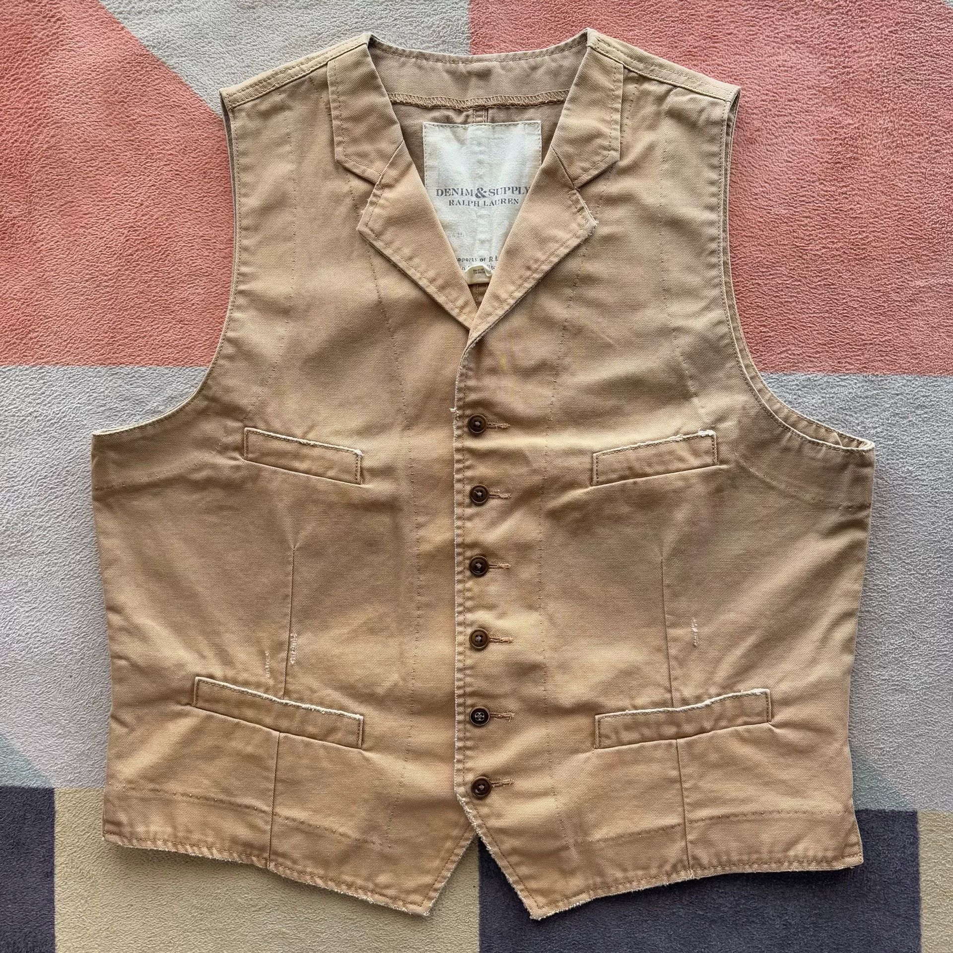 Denim & Supply Ralph Lauren Ralph Lauren Denim Supply Distressed Canvas Vest Size US L / EU 52-54 / 3 - 1 Thumbnail