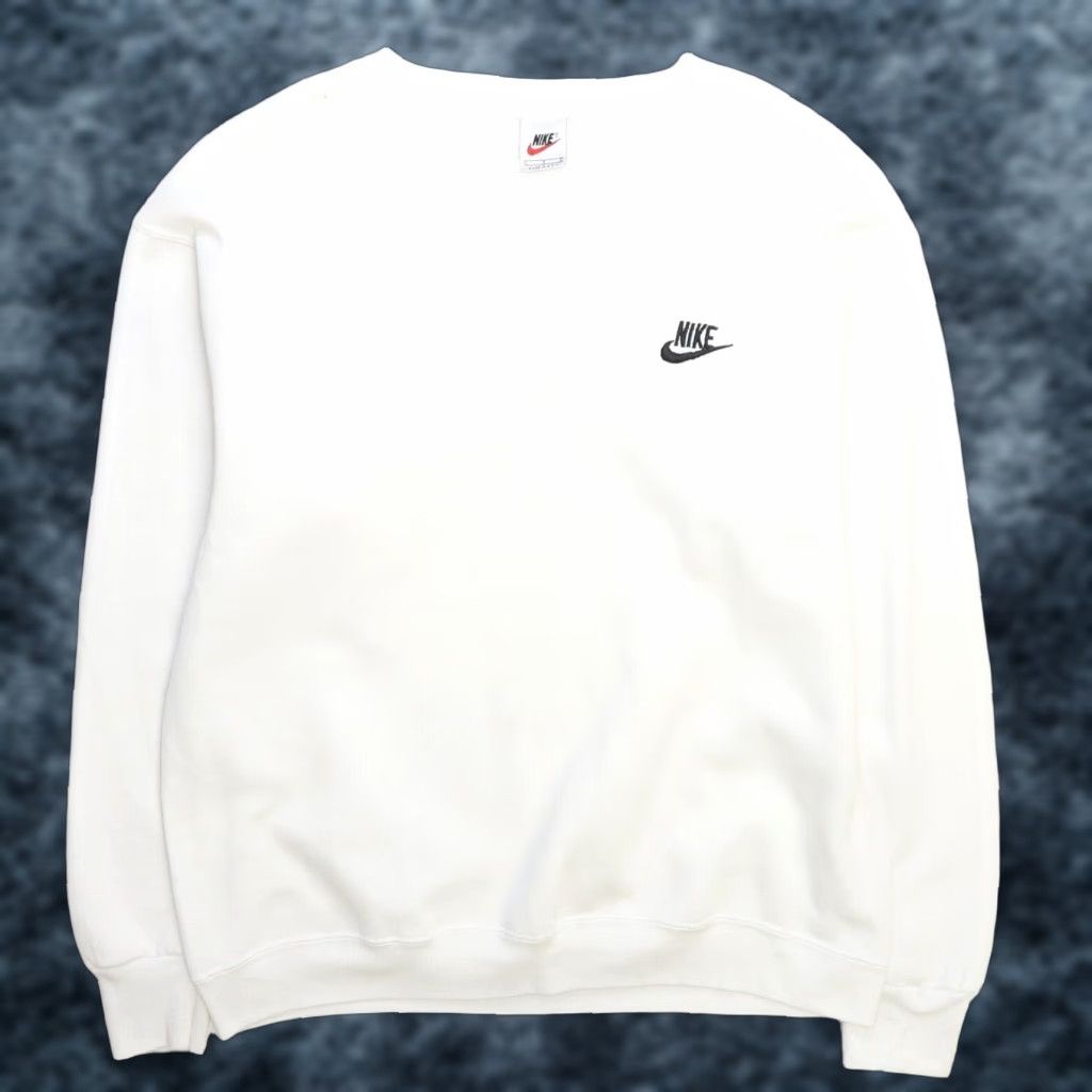 Vintage Nike Crewneck Sweatshirt Men Large White 90s Cotton Jersey