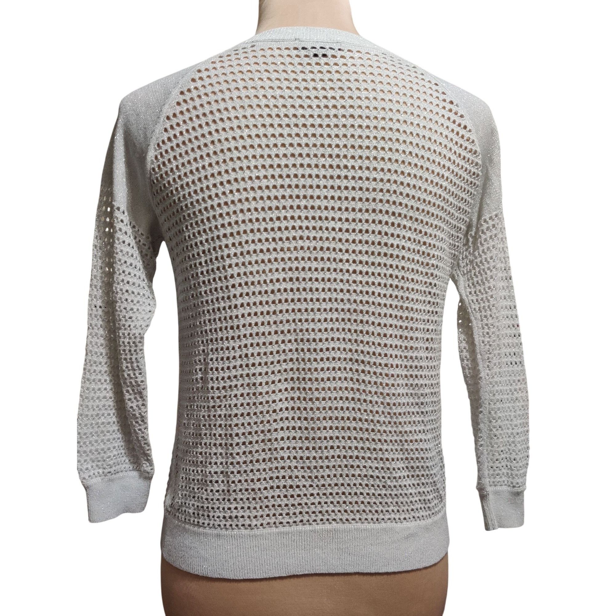 Express Express S Womens Sweater Silver Metallic Open Knit Pullover Size S / US 4 / IT 40 - 5 Thumbnail