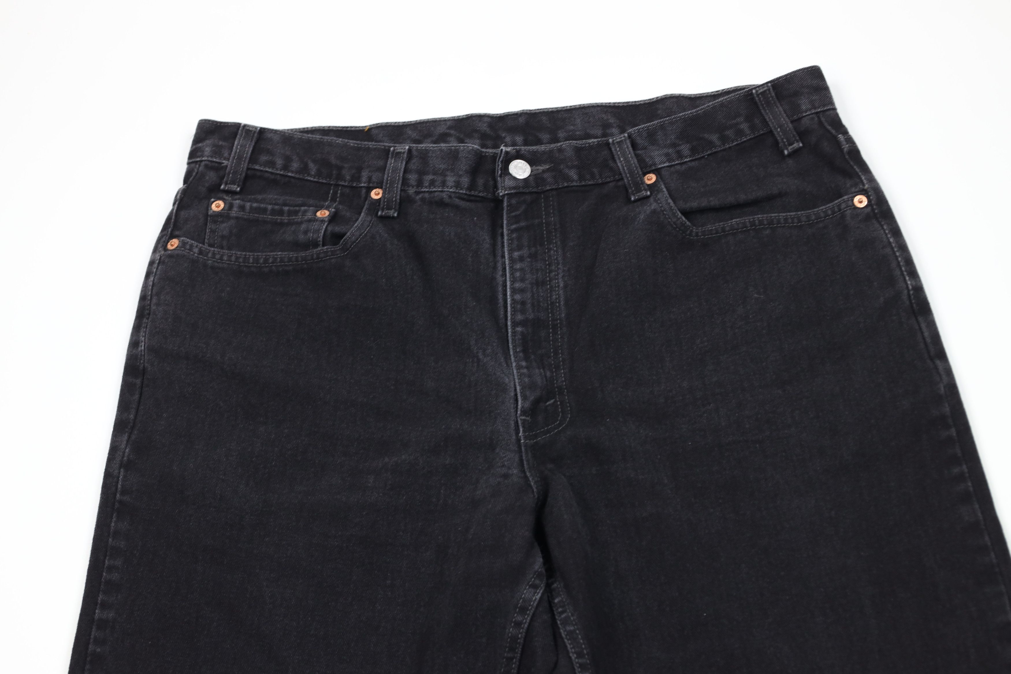 Levi's Vintage 90s Levis 550 Relaxed Tapered Leg Denim Jeans Black Size US 38 / EU 54 - 2 Thumbnail
