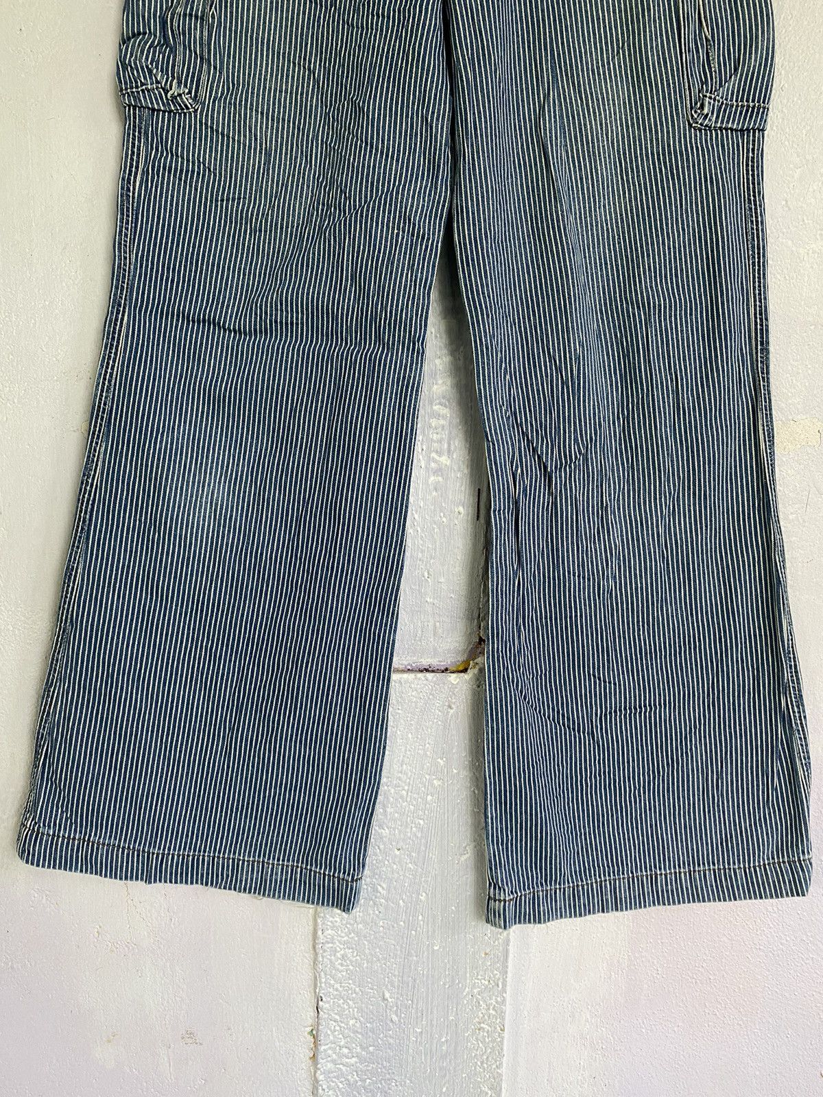 SEV Cargo Wide Leg Blue Stripes Multiple Pocket Pants
