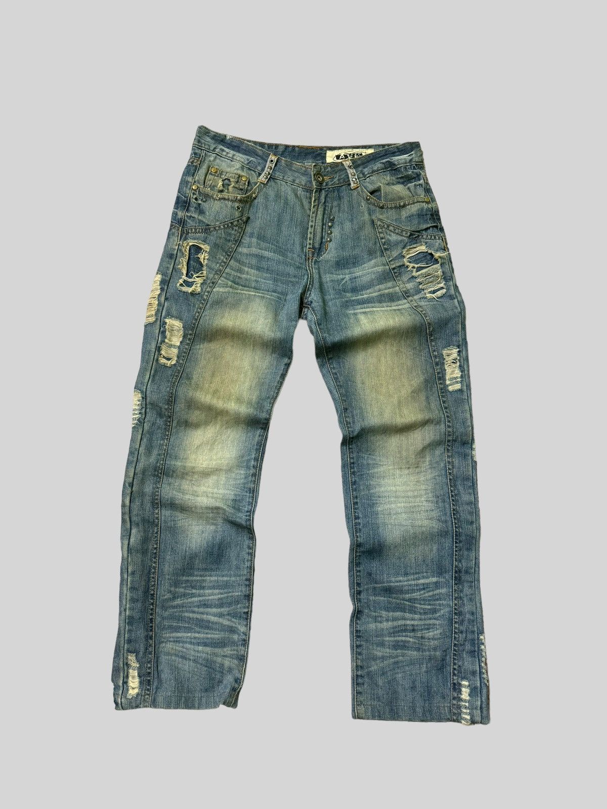 If Six Was Nine Balenciaga Style AVH JEANS Studs Distressed Denim Jeans Size US 32 / EU 48 - 1 Thumbnail