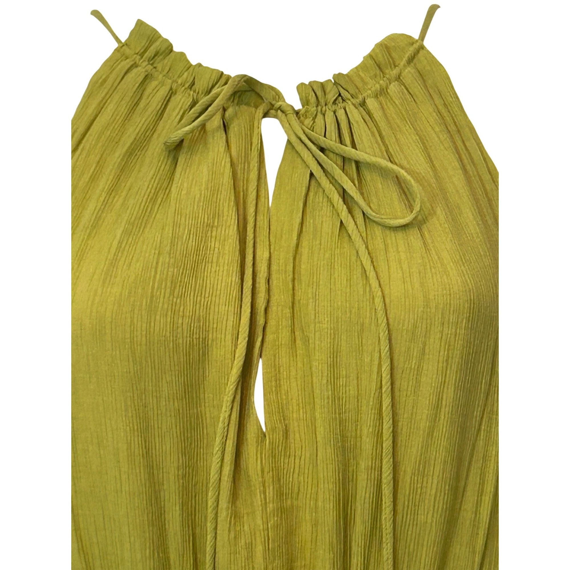 Other Taylor Maxi Dress L Chartreuse Drawstring Halter Sleeveless Size L / US 10 / IT 46 - 9 Thumbnail