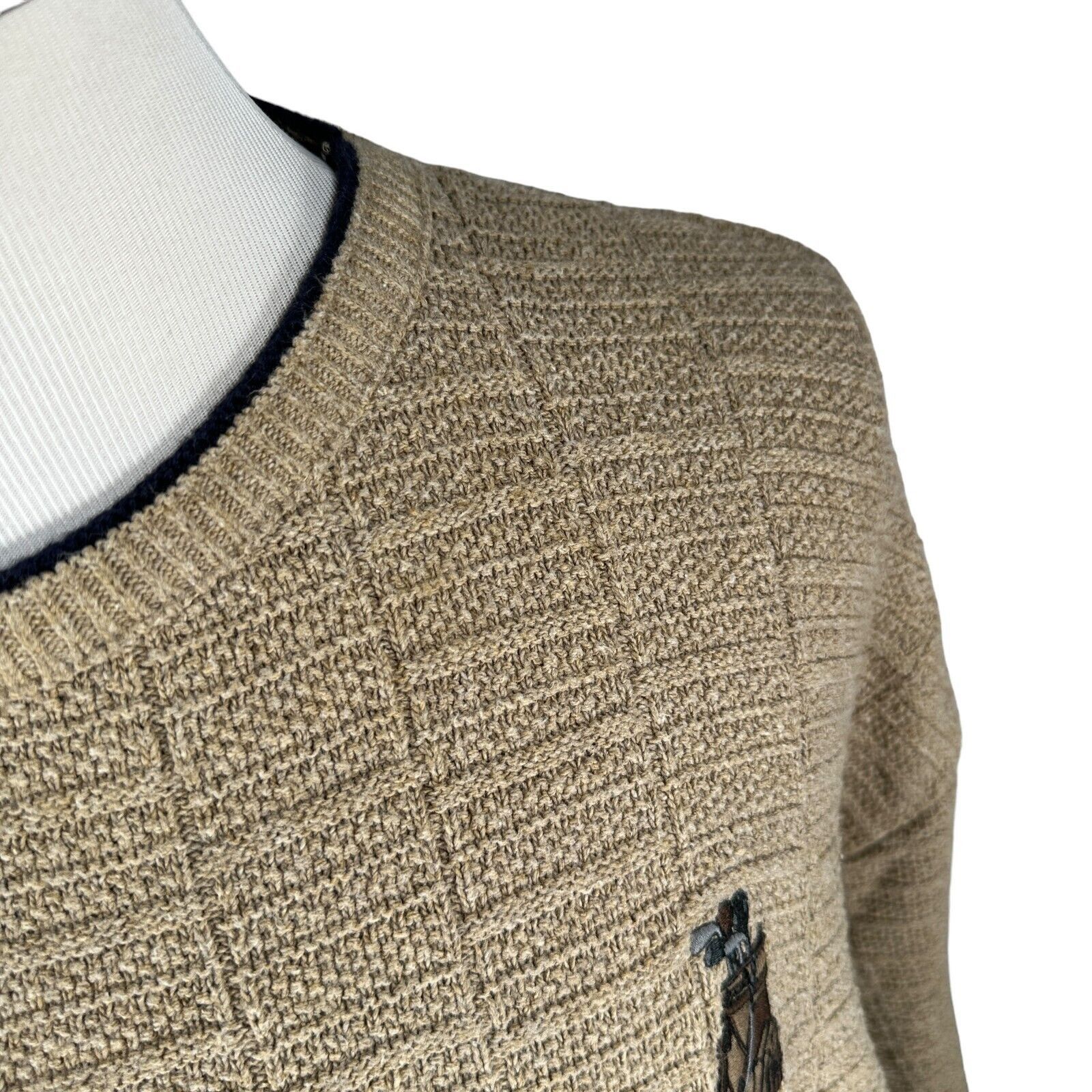 The Unbranded Brand Vintage Fairway Sweater Men's XL Beige Knit Cotton Crew Neck Size US XL / EU 56 / 4 - 2 Thumbnail