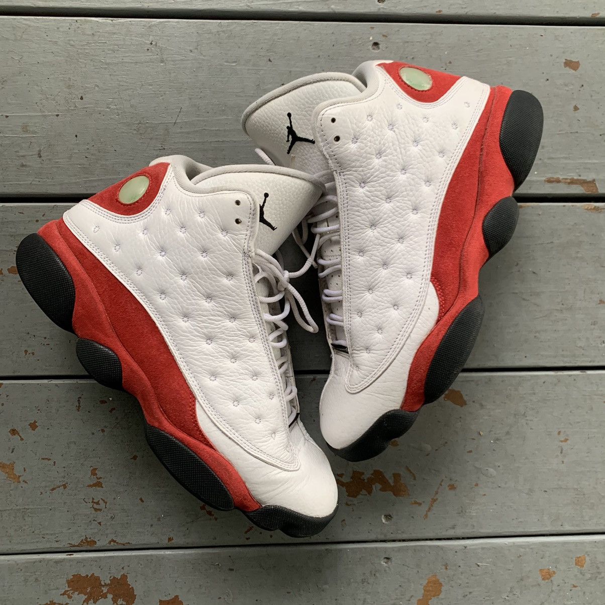 image of Jordan Vintage Jordan 13 Cherry’S Shoes in White, Men's (Size 10)