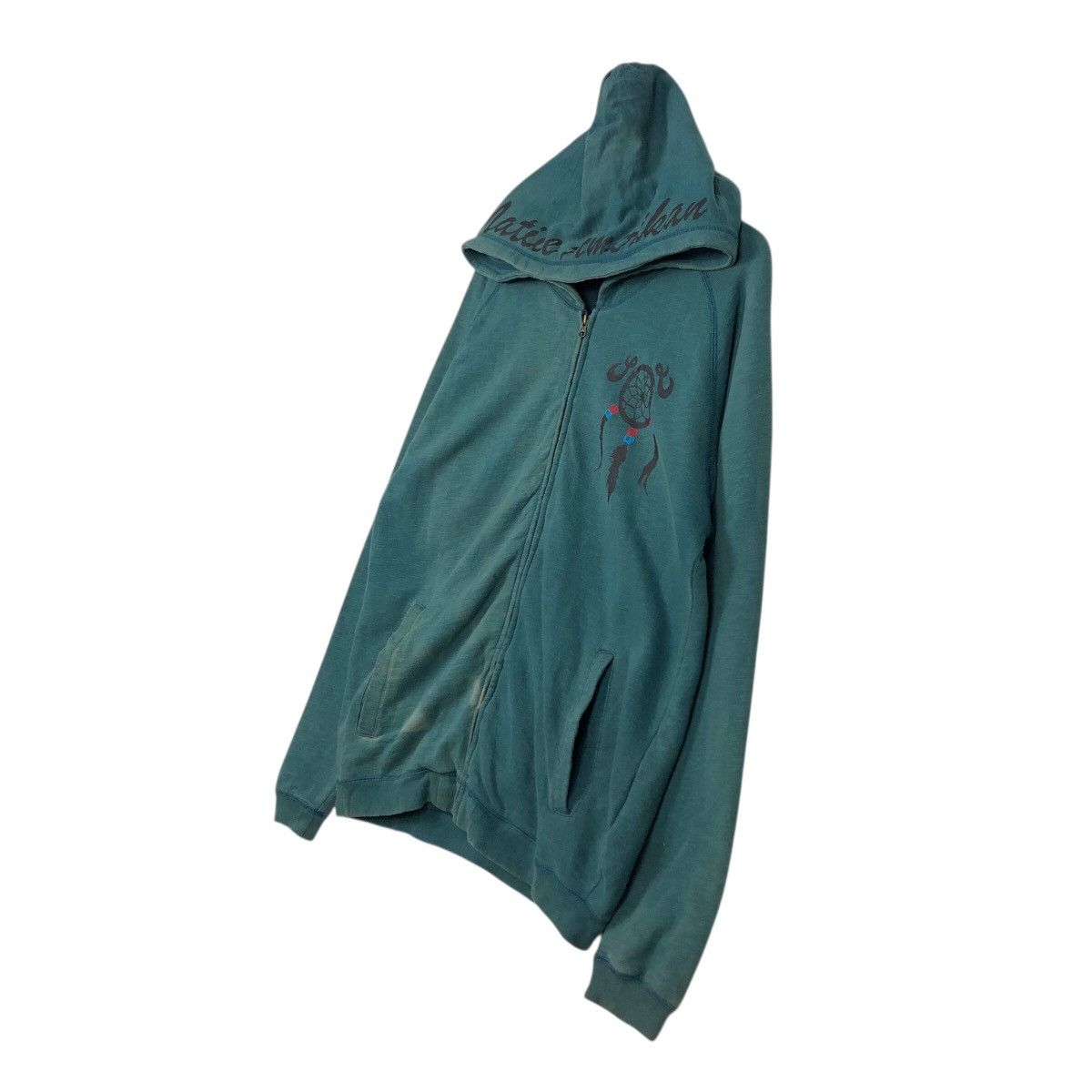 Japanese Brand Vintage LockHeaven Teal Zip Hoodie Embroidered Dreamcatcher Size US L / EU 52-54 / 3 - 3 Thumbnail