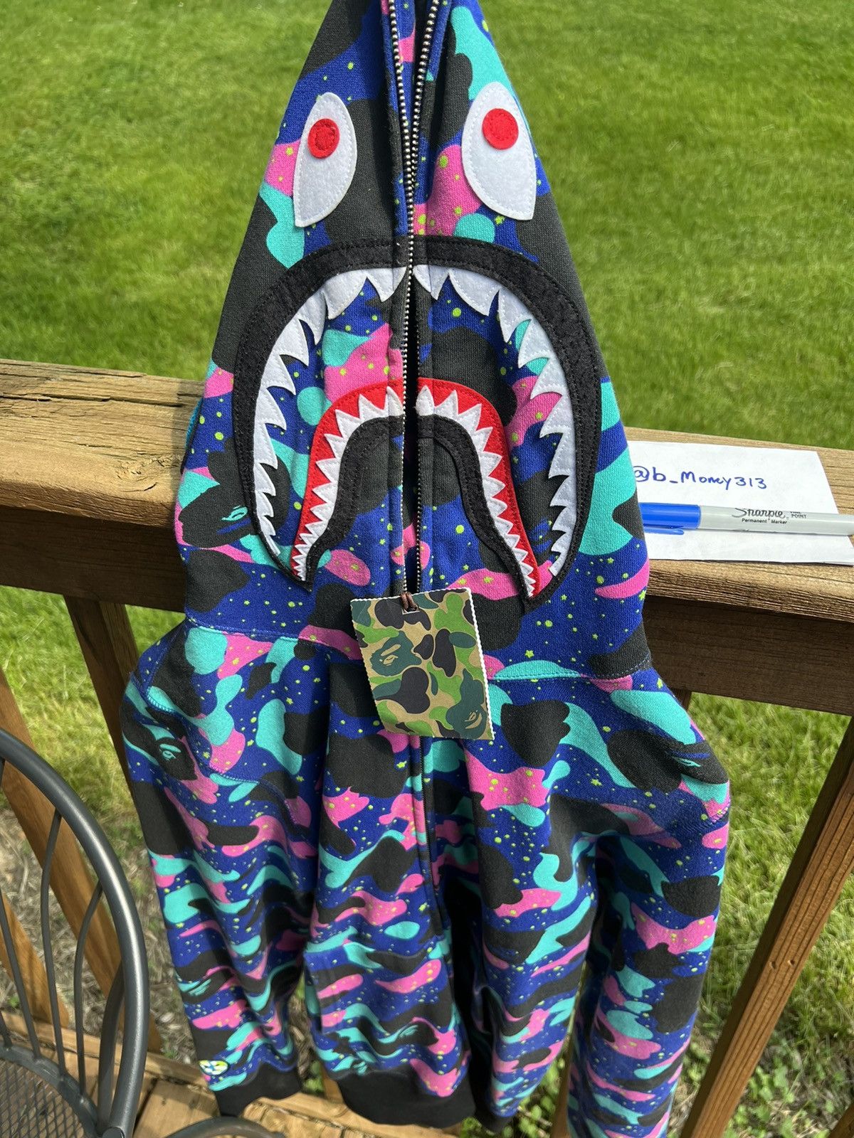 A BATHING APE BAPE X KID CUDI SHARK FULL ZIP HOODIE XXL 2XL
