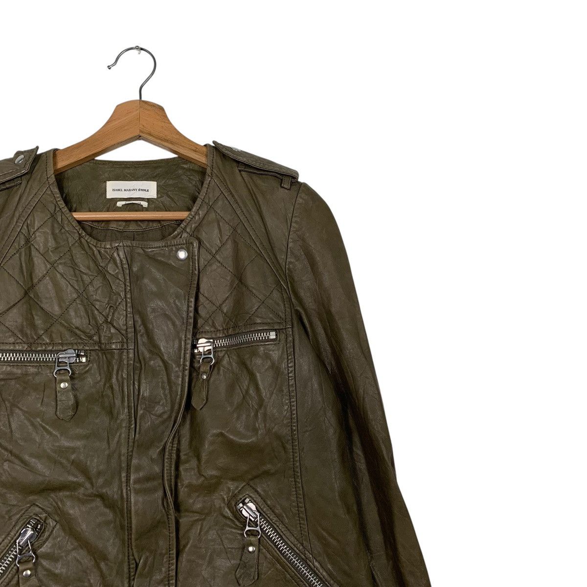 Isabel Marant Etoile Isabel Marant Etoile Olive Green Leather Jacket Size S / US 4 / IT 40 - 5 Thumbnail