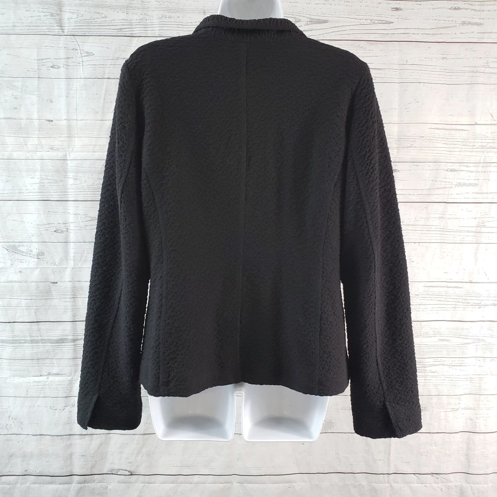 Eileen Fisher Eileen Fisher Womens Jacket M Black Button Front Textured Solid Modern Basic Jacket Mens? Size M / US 6-8 / IT 42-44 - 4 Thumbnail