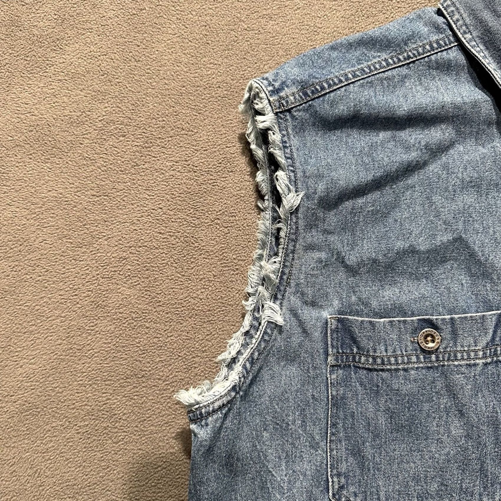Harley Davidson VINTAGE Harley-Davidson Shirt L Denim 105th Anniversary 2008 Button Down Sleeveless Mens Size US L / EU 52-54 / 3 - 7 Thumbnail