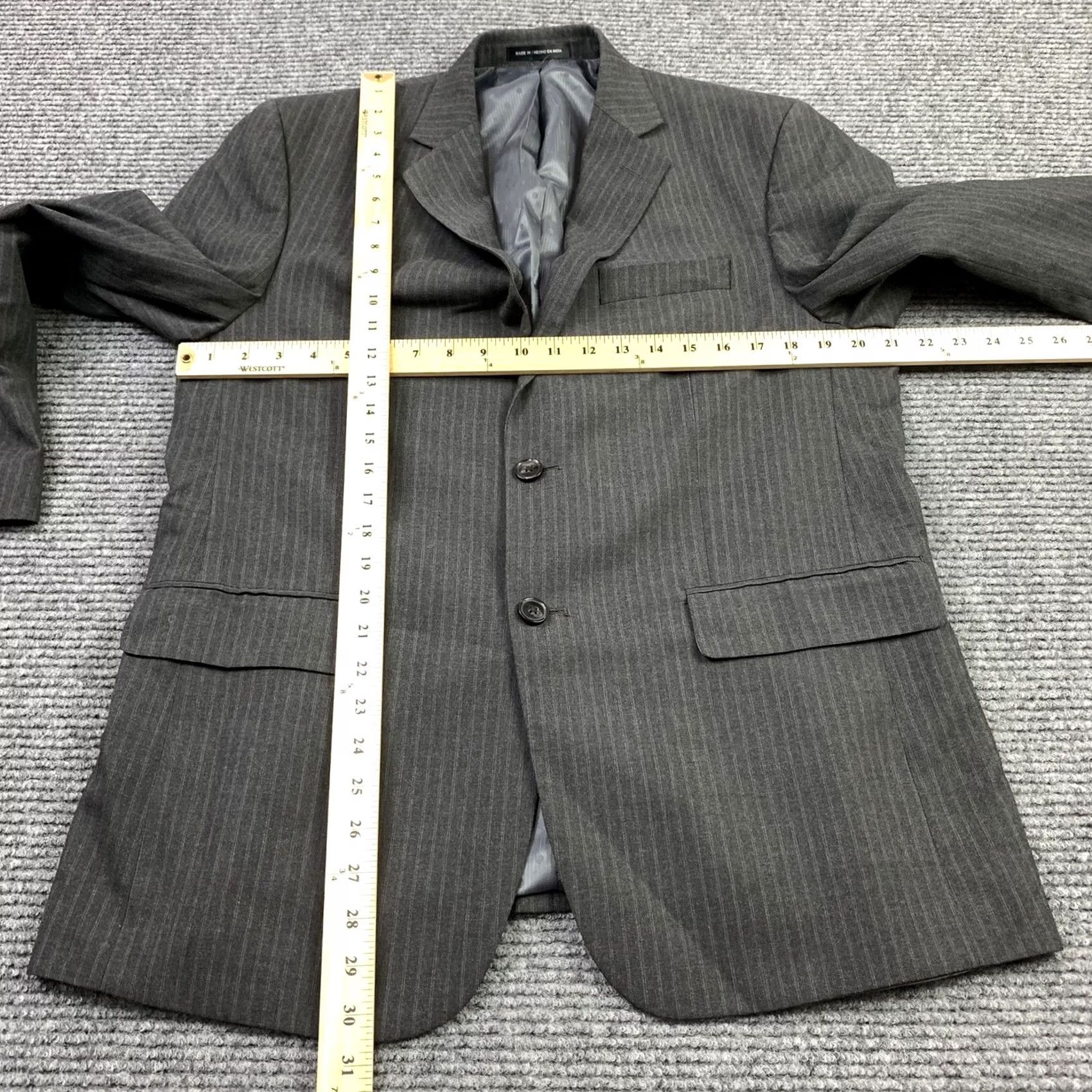 Perry Ellis Perry Ellis Portfolio Modern Fit Mens 40 Regular Pinstripe Sport Coat Blazer Gray Notch Lapel Two-Button Jacket) Size 40R - 4 Thumbnail