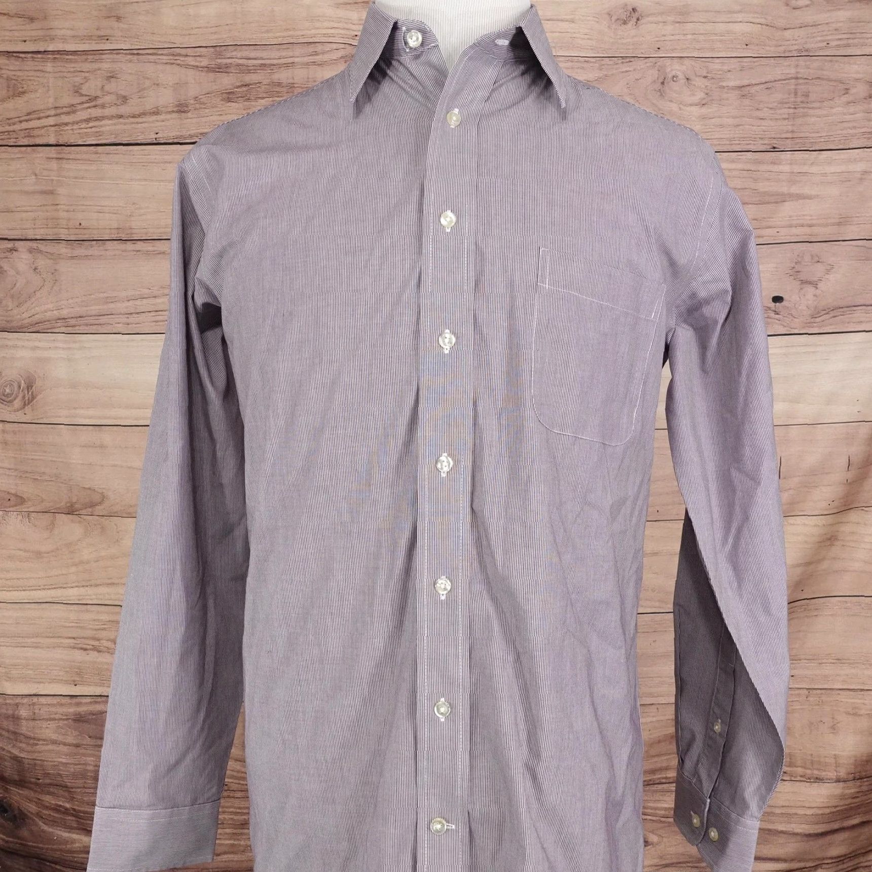 Stafford Stafford Performance Dress Shirt 16 34/35 Stripe Broadcloth Classic Fit Men Shirt Size 42R - 4 Thumbnail