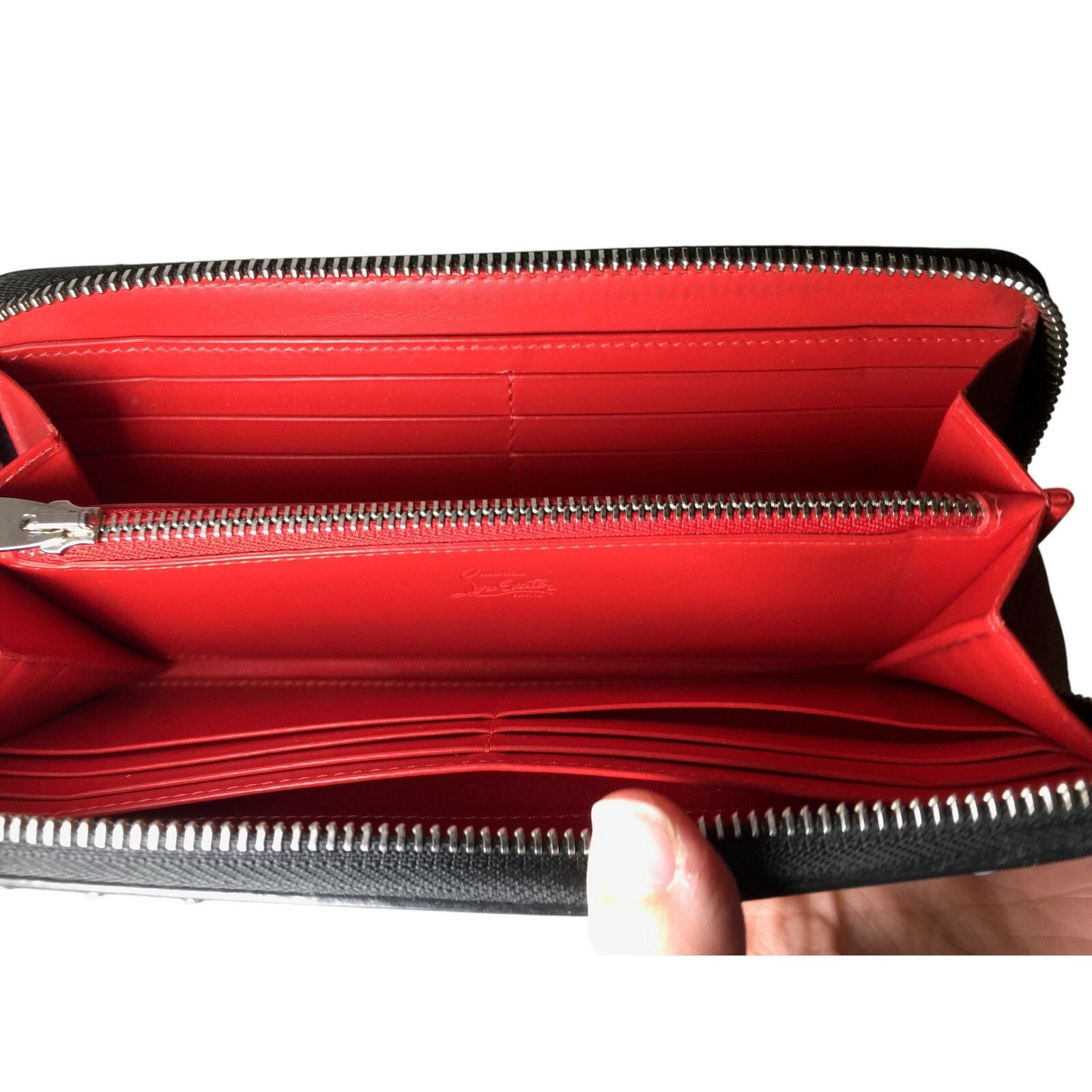 Christian Louboutin Christian Louboutin Silver Studded Zip Around Long Wallet Size ONE SIZE - 12 Thumbnail