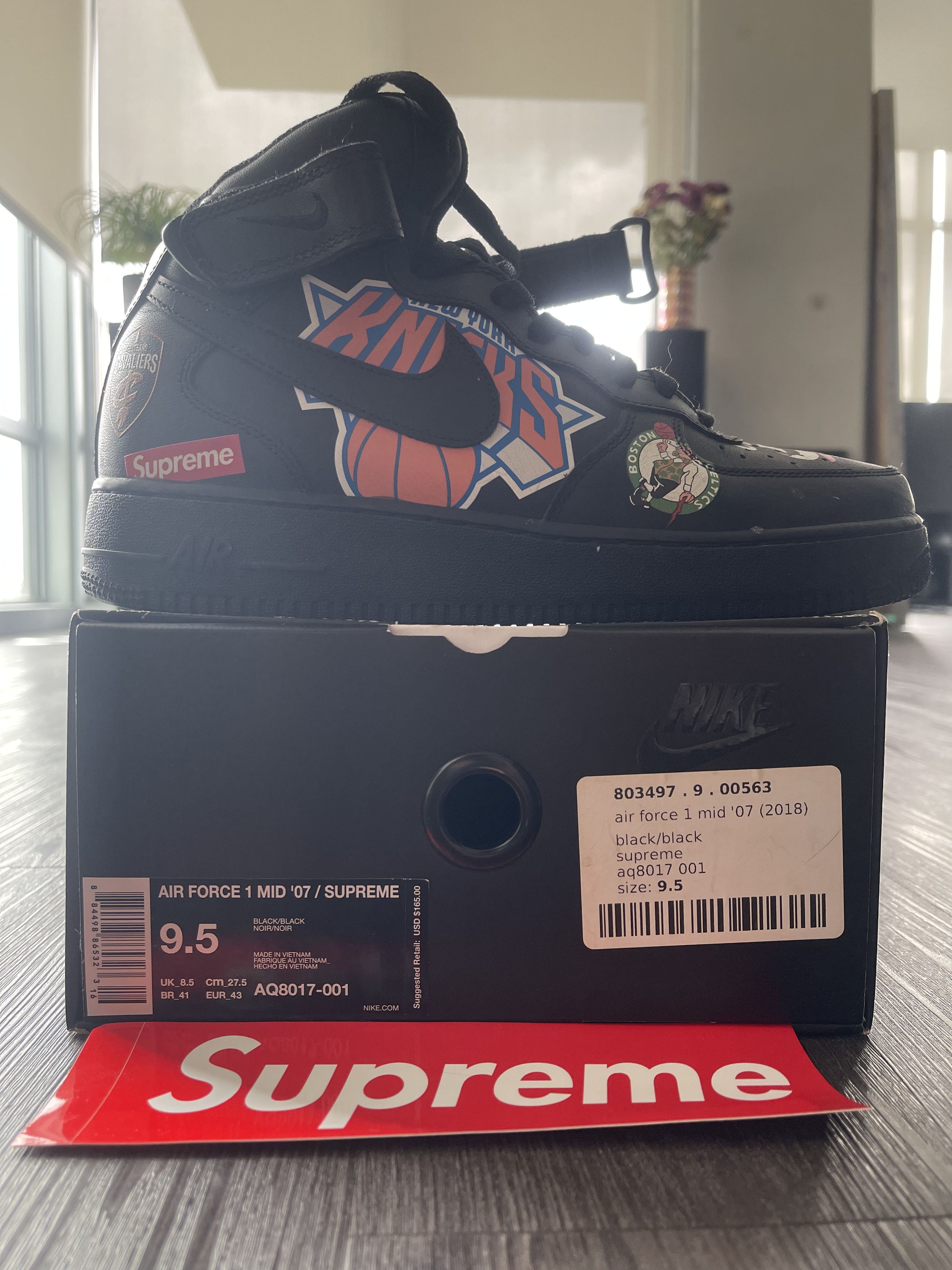 Supreme Nike Supreme x NBA x Air Force 1 07 Mid Black Size US 9.5 / EU 42-43 - 5 Thumbnail