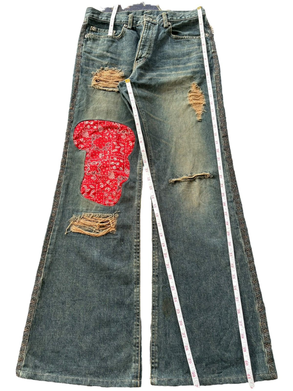 If Six Was Nine Vintage Japanese Brand Rusty Wash Bandana Flare Jeans Size US 30 / EU 46 - 7 Thumbnail