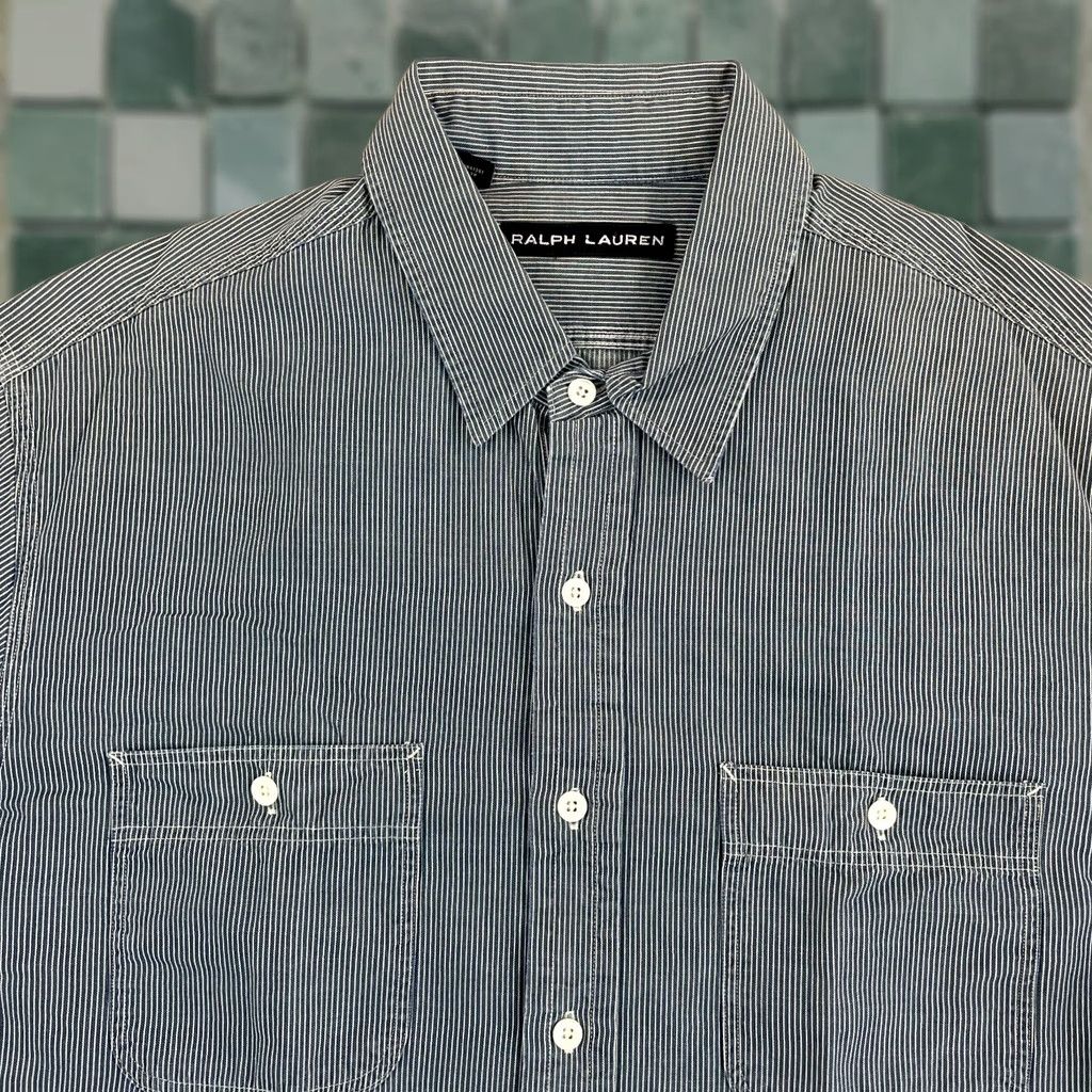 Ralph Lauren Ralph Lauren Black Label Workshirt Man Large Blue Striped Long Sleeve Button-Up Shirt Size US L / EU 52-54 / 3 - 1 Thumbnail
