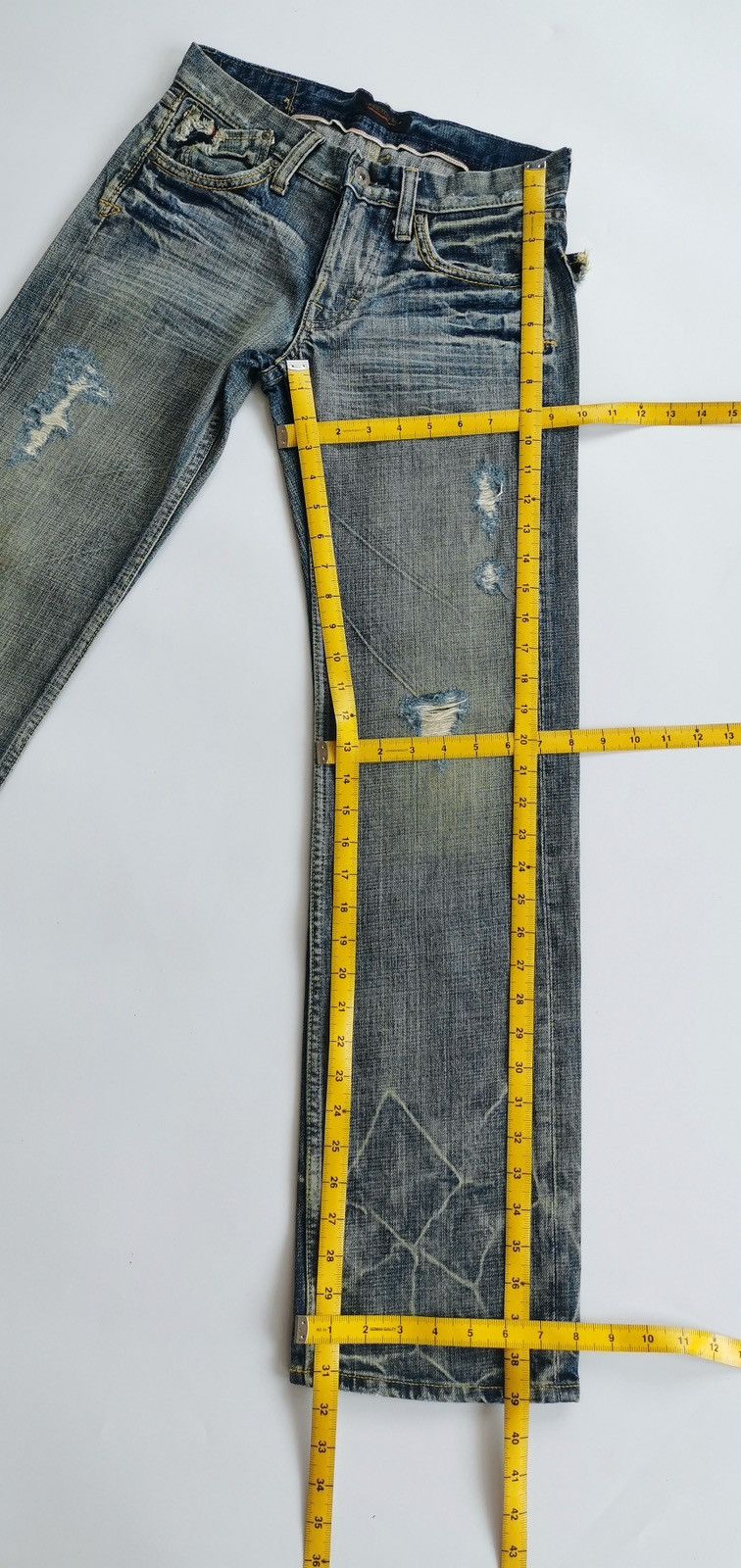 Vintage Sweet Camel Selvedge Trim Mud Distressed Jeans Size 27" / US 4 / IT 40 - 10 Thumbnail