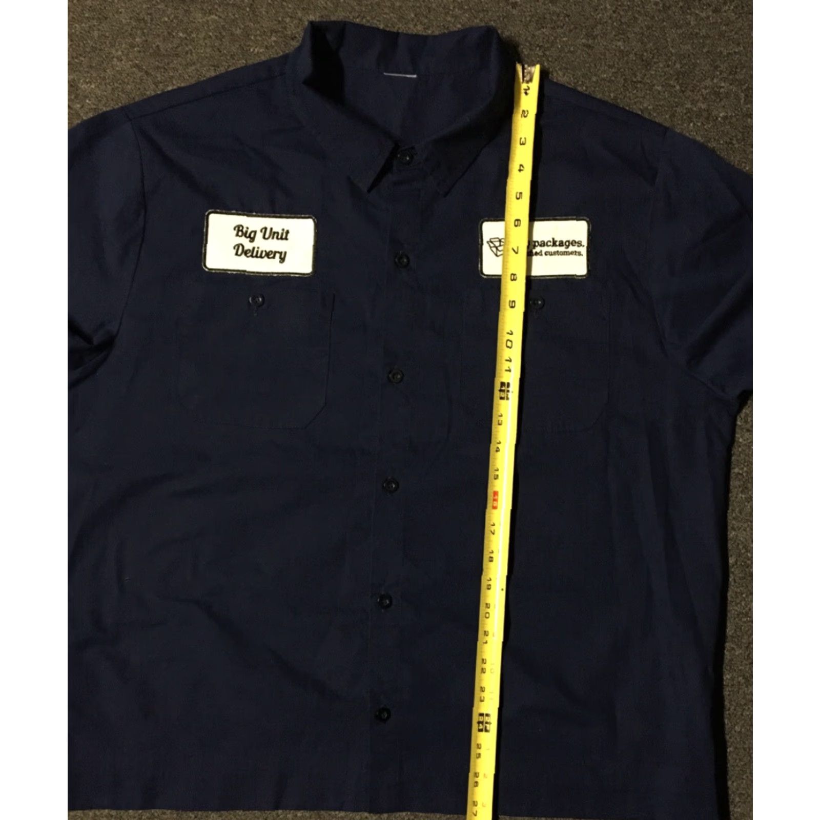 Vintage VINTAGE Big Unit Delivery Big Packages Button Up Shirt L Blue Men Short Sleeve T-Shirt Button Up Shirt Size US L / EU 52-54 / 3 - 6 Thumbnail