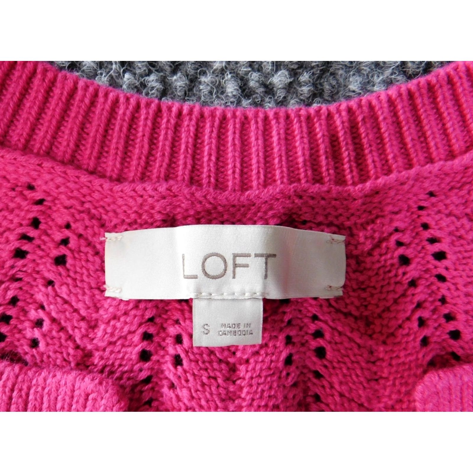 Loft LOFT Pink Geometric Knit Cotton Sleeveless V-Neck Sweater Womens Small Pullover Knit Pattern Casual Vintage: No Size S / US 4 / IT 40 - 5 Thumbnail