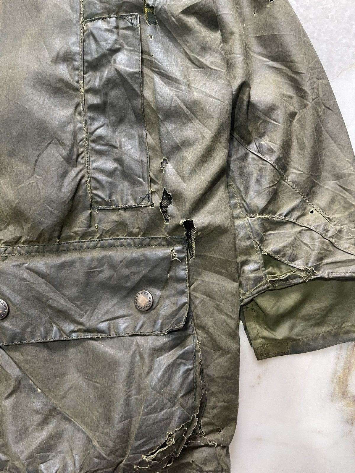 Barbour Distresssed Barbour Wax Jacket Size US L / EU 52-54 / 3 - 13 Thumbnail