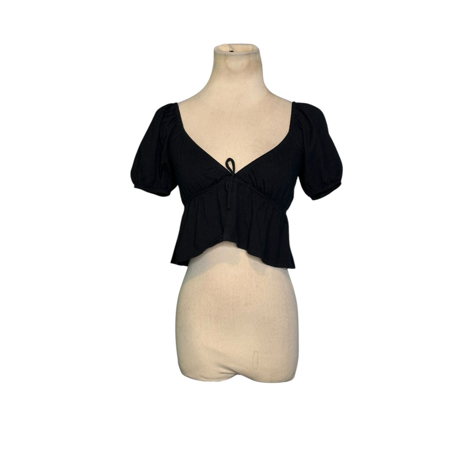Aritzia Sunday Best black cotton front tie crop blouse size 2XS Size XXS / US 00 / IT 34 - 8 Thumbnail