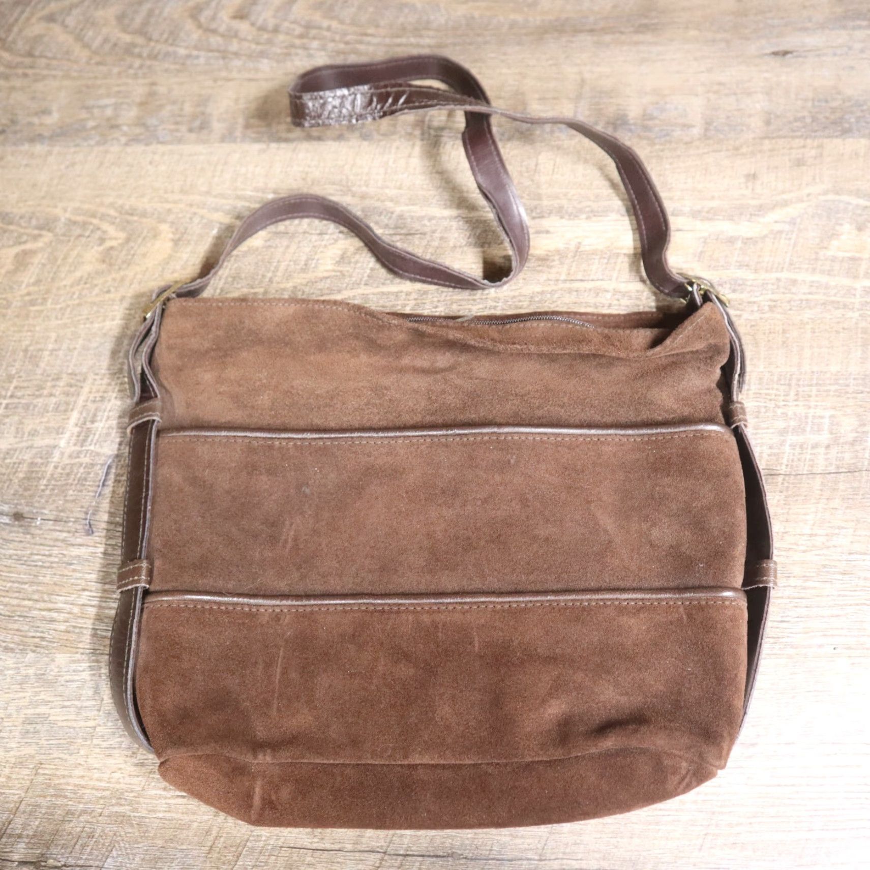 Vintage Brown Faux Leather Women's Shoulder Bag Zip Purse Satchel Small Lined Brown Purse Womens Shoulder Bag Purse Size ONE SIZE - 2 Thumbnail