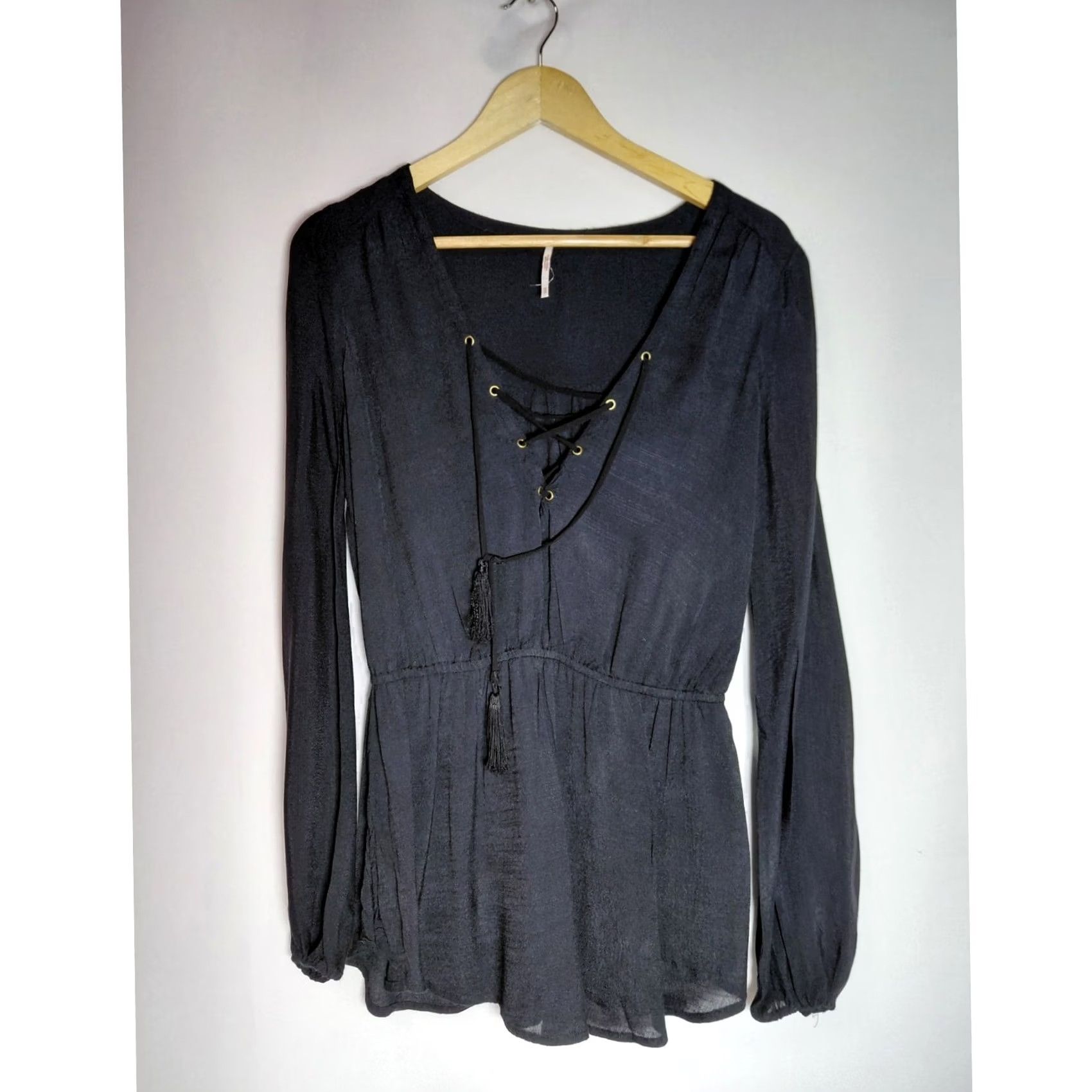 Loft Free People Black Long Sleeve Blouse Knit Women XS Lace Pullover Casual Workwear Top Jumper Shirt 0-0-0-0-0-0-0-0-0-0 Size XS / US 0-2 / IT 36-38 - 2 Thumbnail