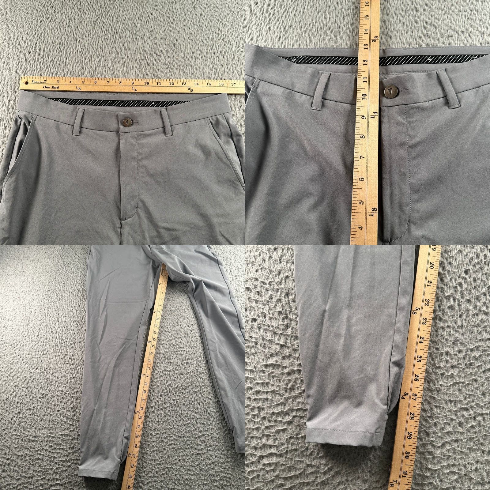 Vintage Primo Performance Pants Mens 33 Tall Gray Jogger Tapered Ankle Zip Front Flat Front Button Zip Pockets Casual stretch Polyester Size US 33 - 8 Thumbnail
