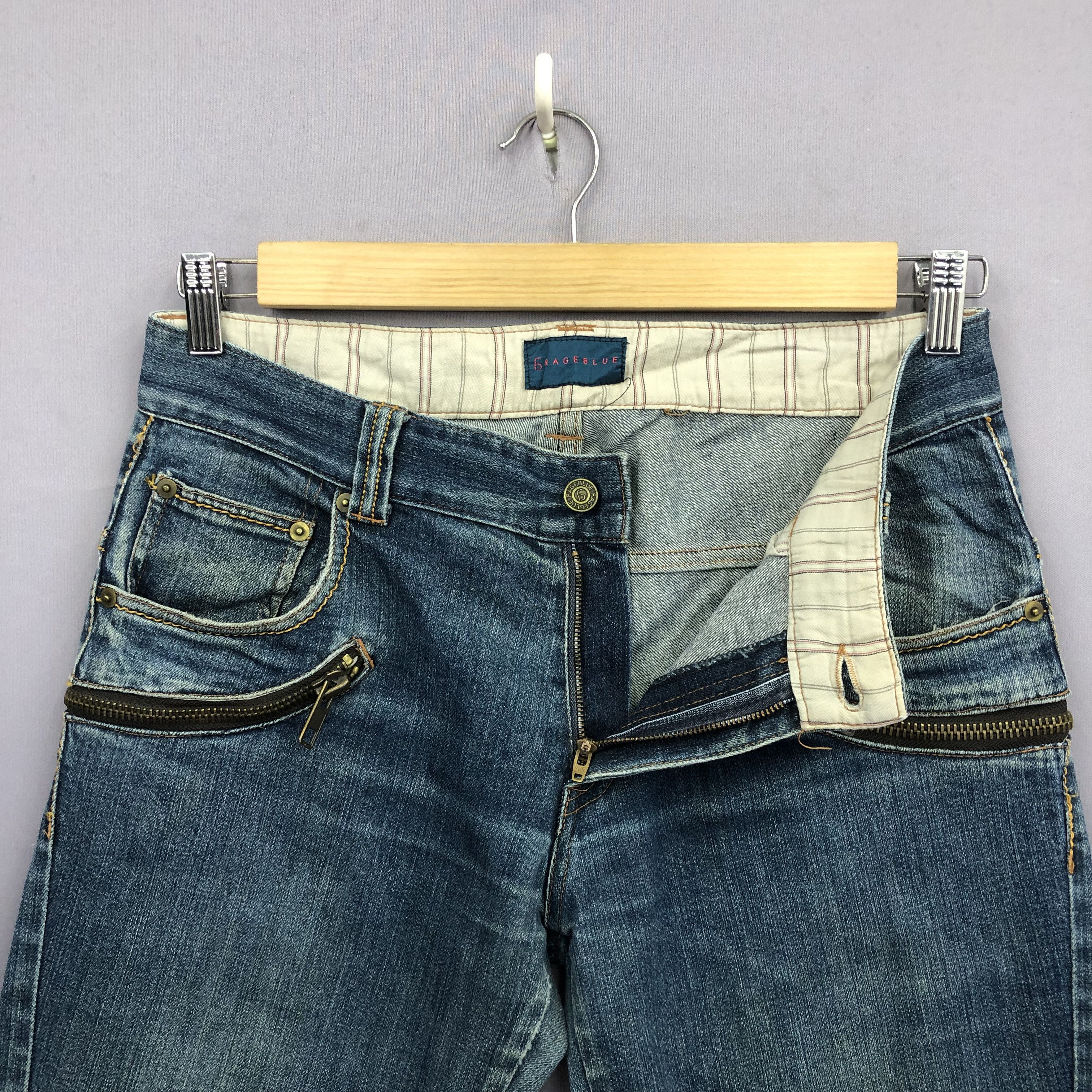 Japanese Brand 2000s 6Rageblue Multi Pocket Zipper Jeans Faded Skater Denim Size US 32 / EU 48 - 7 Thumbnail