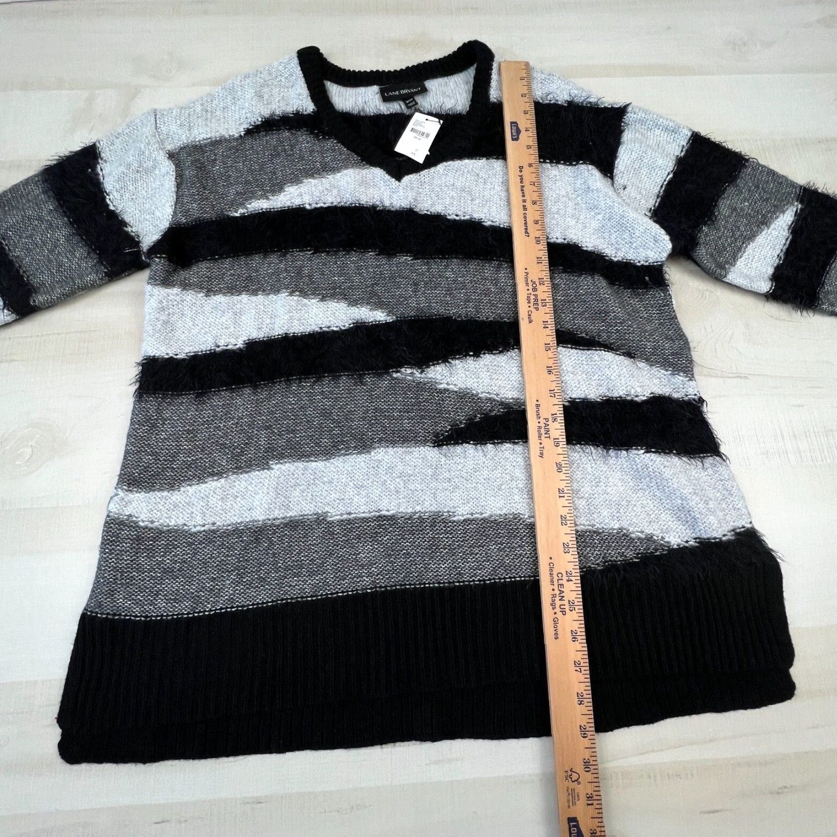 Vintage Lane Bryant Womens Plus Size Sweater Pullover Fuzzy Boxy Soft Black Gray 18/20 Size XXL / US 16-18 / IT 52-54 - 6 Thumbnail