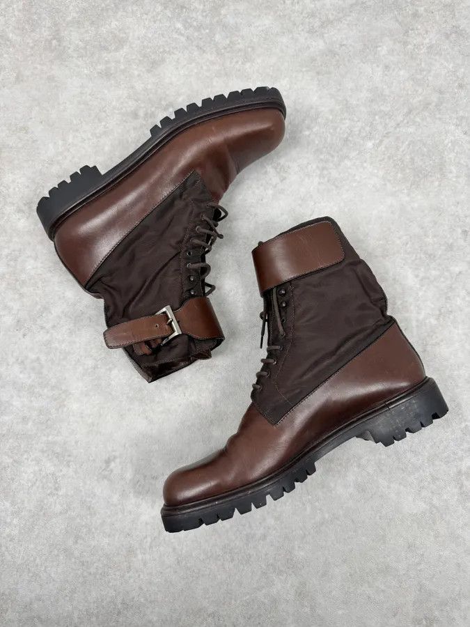 Prada FW1999 Prada Brown Leather High Ankle Military Boots Size US 7 / EU 40 - 2 Thumbnail