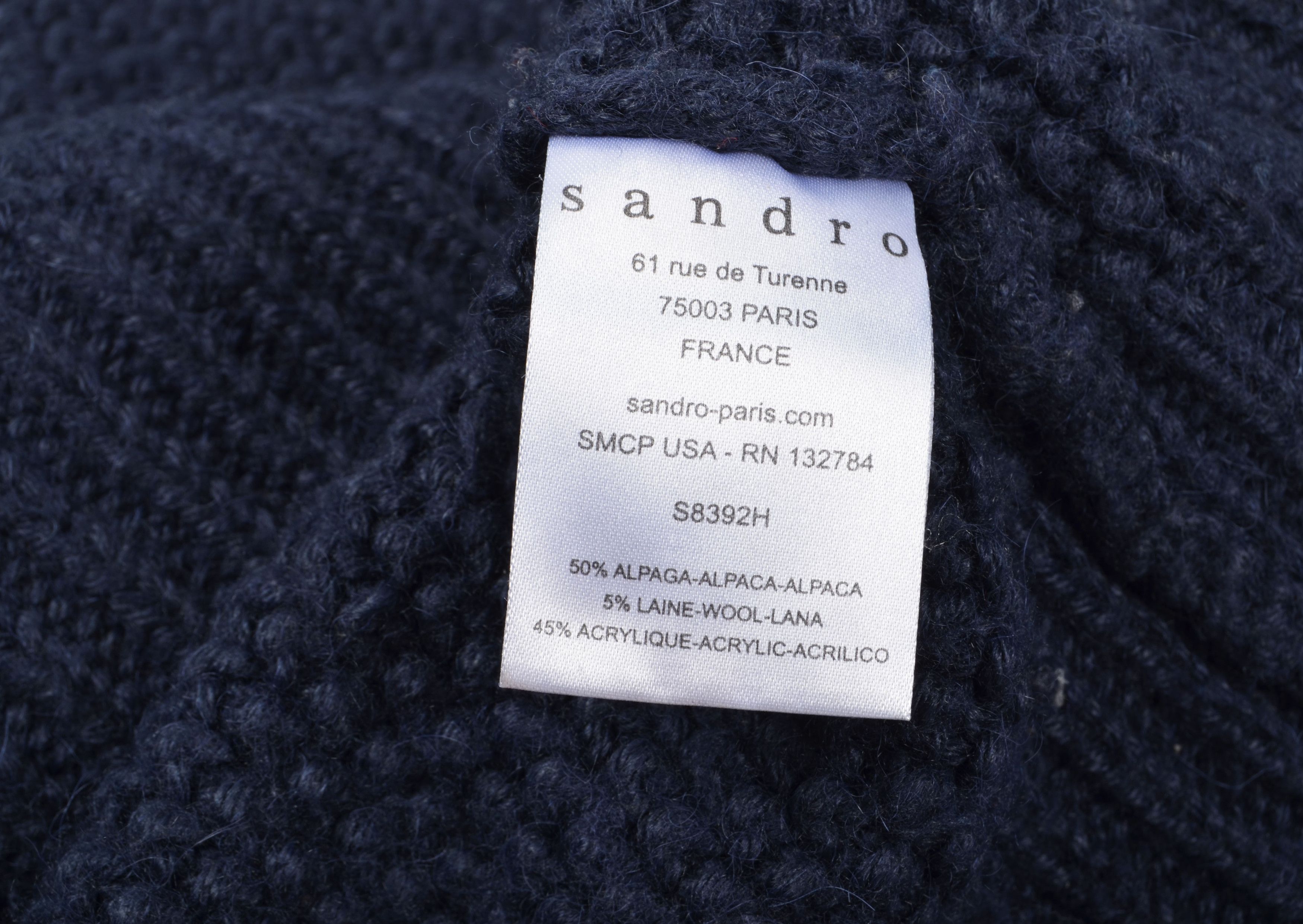 Sandro Sandro Paris Alpaca Blend Navy Chunky Knit Sweater Size US L / EU 52-54 / 3 - 6 Thumbnail