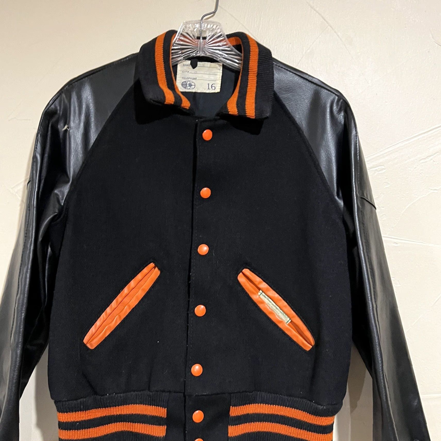 Vintage VINTAGE Blank Varsity Jacket Wool Sz 16 Men Black Varsity Jacket 16 Mens Wool Jacket Size US XL / EU 56 / 4 - 2 Thumbnail