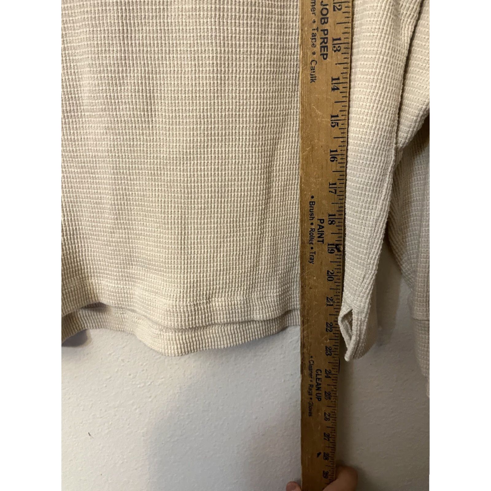 Gap GAP Women M Waffle-Knit Pullover V Neck Lightweight Thermal Longsleeve Beige Shirt (T-Shirt) Mens Women Boys Girls Size M / US 6-8 / IT 42-44 - 4 Thumbnail