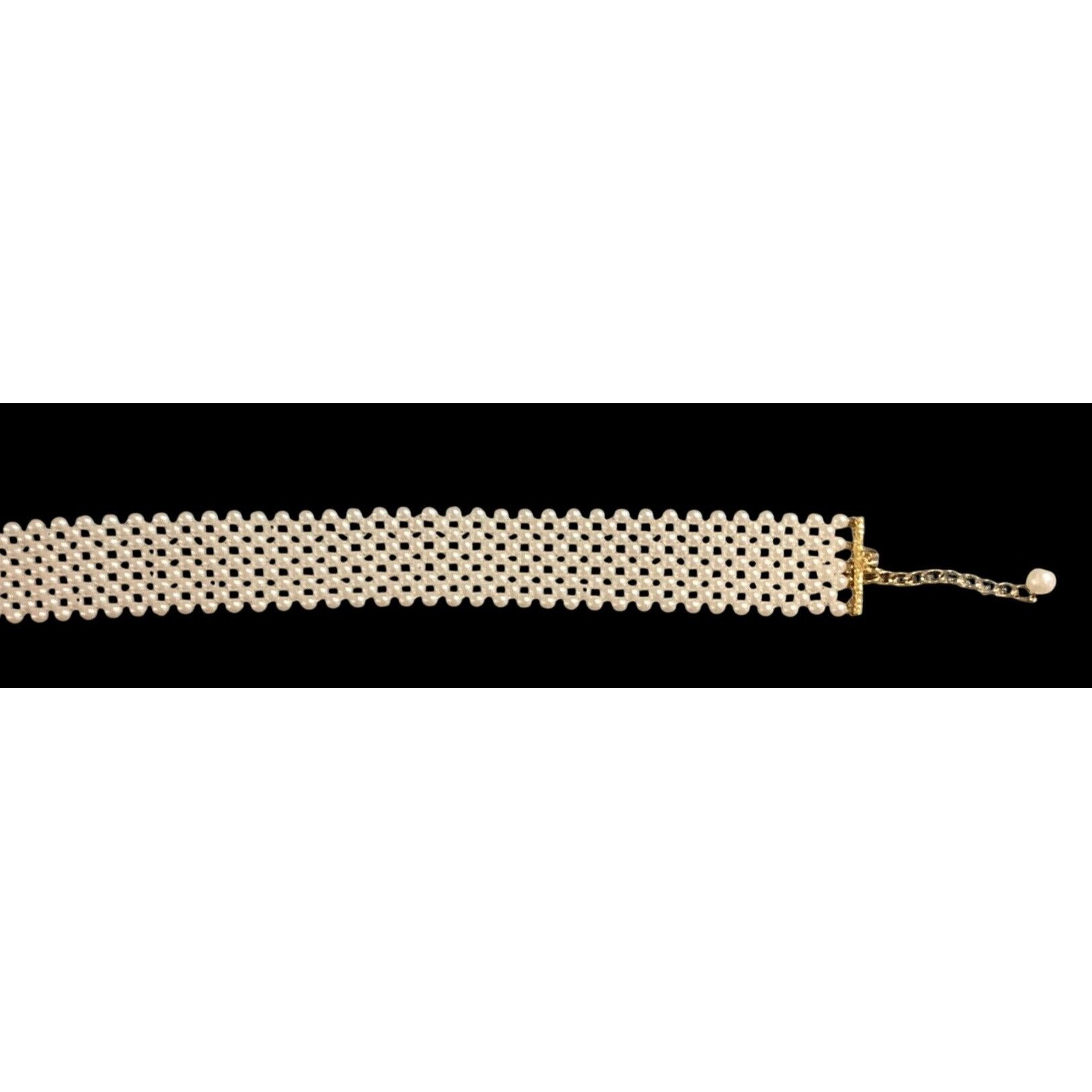 Other Faux Pearl Choker Necklace With Goldtone Chain Clasp 14" Vin Size ONE SIZE - 1 Thumbnail