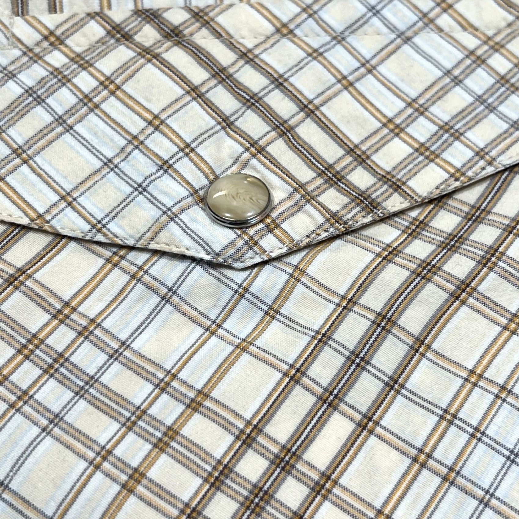 Doublet Resistol Double R Pearl Snap Shirt Men Large Plaid Pockets Cotton Short Sleeve Size US L / EU 52-54 / 3 - 4 Thumbnail