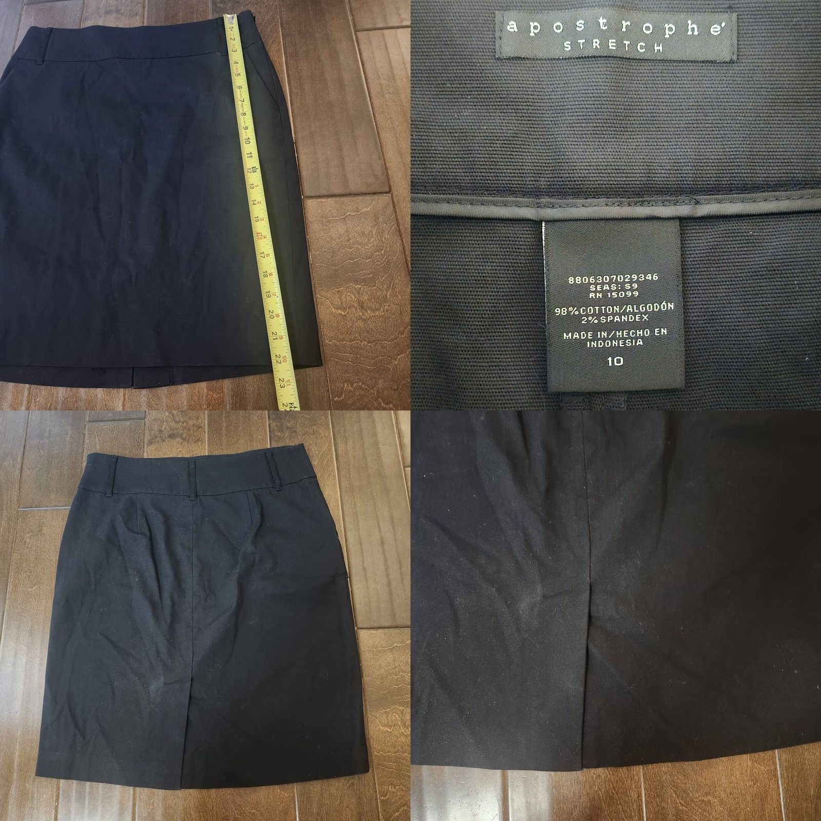 Vintage Apostrophe Stretch Black Pencil Skirt Womens Size 10 Size 32" / US 10 / IT 46 - 8 Thumbnail